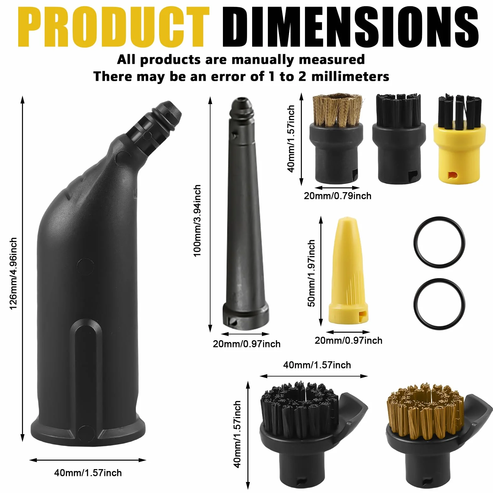 10 piezas accesorios para limpiador de vapor Kärcher SC1 SC2 SC3 SC4 SC5, juego de piezas de repuesto con boquilla extendida, boquilla curvada, cepillos redondos y boquilla para juntas, juego de