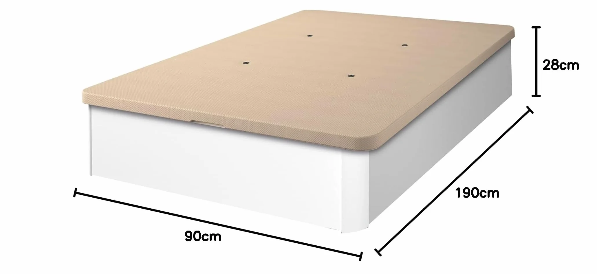 SHIITO | Canapé Ester con Amplio Almacenaje | Tapa Transpirable 3D y Ventilación con 4 Válvulas | Comodidad Premium a un Precio Inmejorable | Acabado Blanco - 90x190 cm