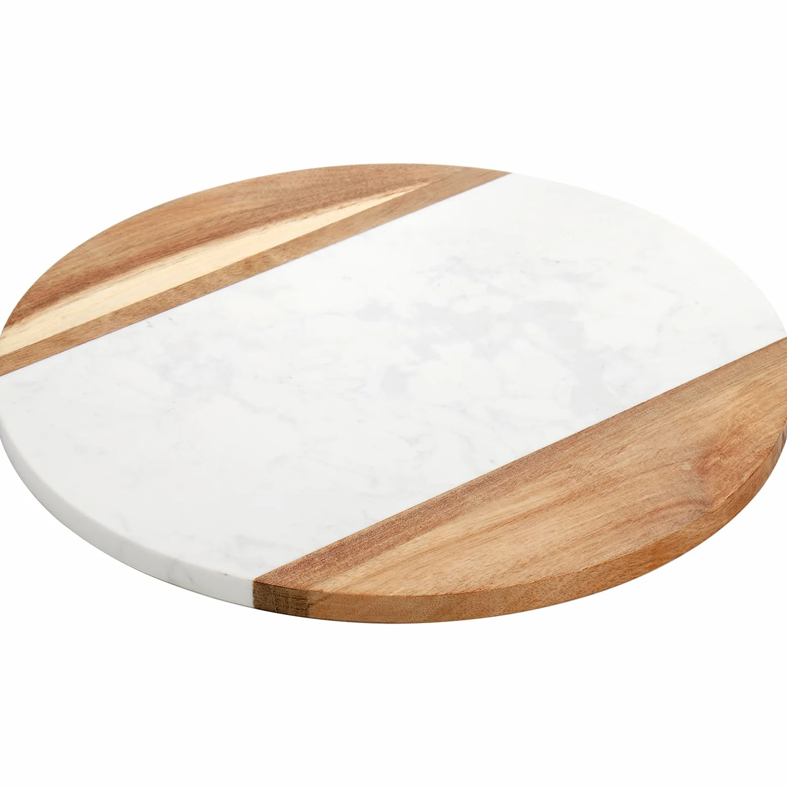 Okllen Tabla de queso de mármol de 12 pulgadas y tabla de servir de madera de acacia, tabla de cortar redonda hecha a mano para queso, embutidos, carne, frutas