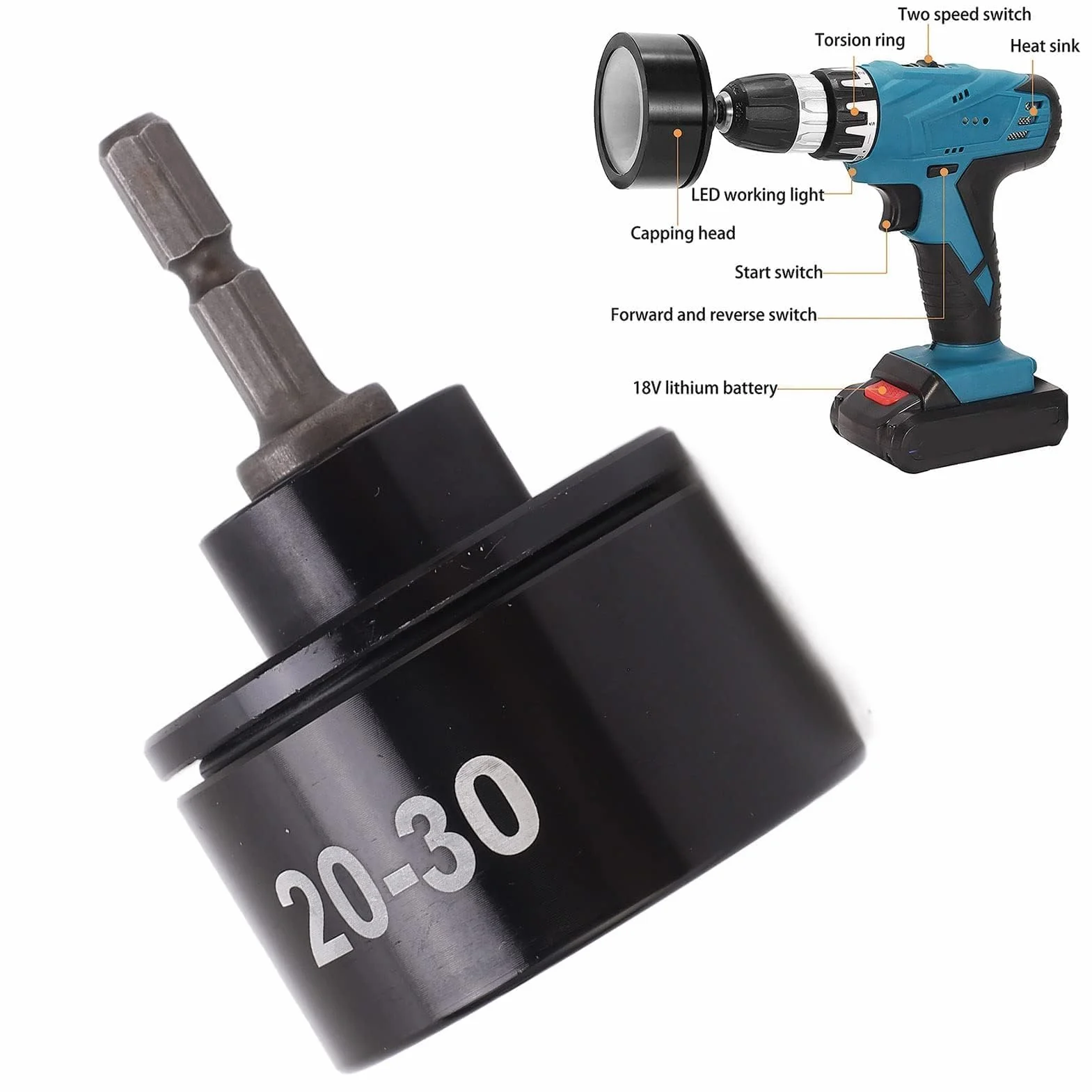 Máquina Taponadora De Bits, 20 a 30mm Cabezal Para Tapadora De Botellas Automática, Metal Broca Para Tapadora De Botellas, Fácil Operación Accesorio Eléctrico Para Tapadora De Botellas