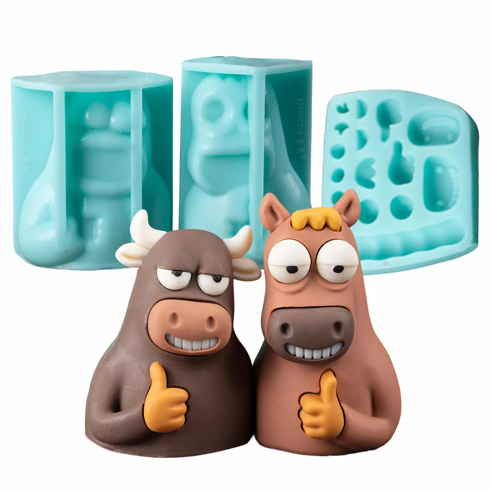 Moldes de chocolate de silicona, formas de caballo desmolde, fácil accesorios de repostería, moldes de silicona reutilizables para tartas jalea pudín postre, para galletas, fondant, pudín, jabón,