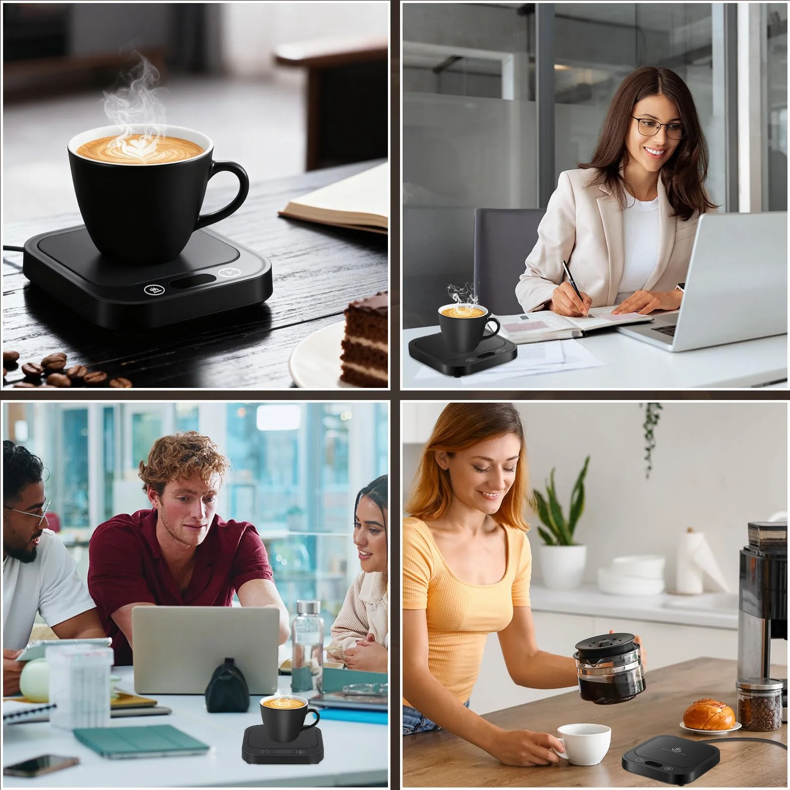 Calentador de Taza de Café con 4 Temperaturas, Apagado Automático 8h para Café, Cacao, Té