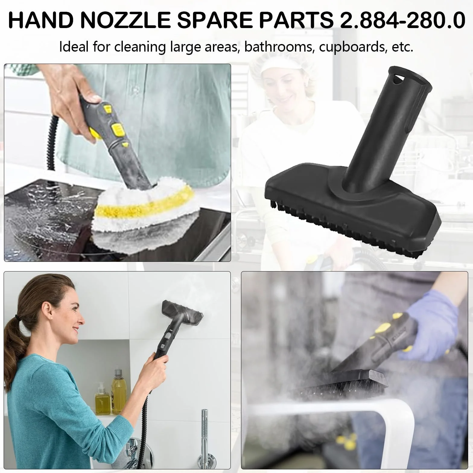 13 Piezas Accesorios para Kärcher Limpiadores a Vapor, Incluyendo Cepillo Redondo, Rasqueta Limpiacristales, Cepillo Plano, Boquilla, Limpieza a Vapor Accesorios Compatible Kärcher SC1 SC2 SC3 SC4 SC5