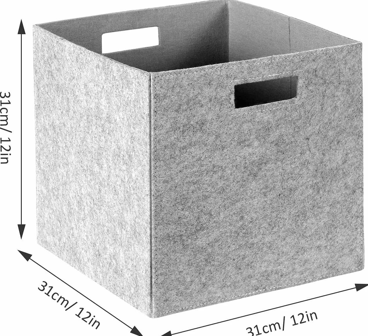 Caja de almacenamiento de fieltro plegable juego de 3 organizador 30 x 30 x 30 cm gris claro