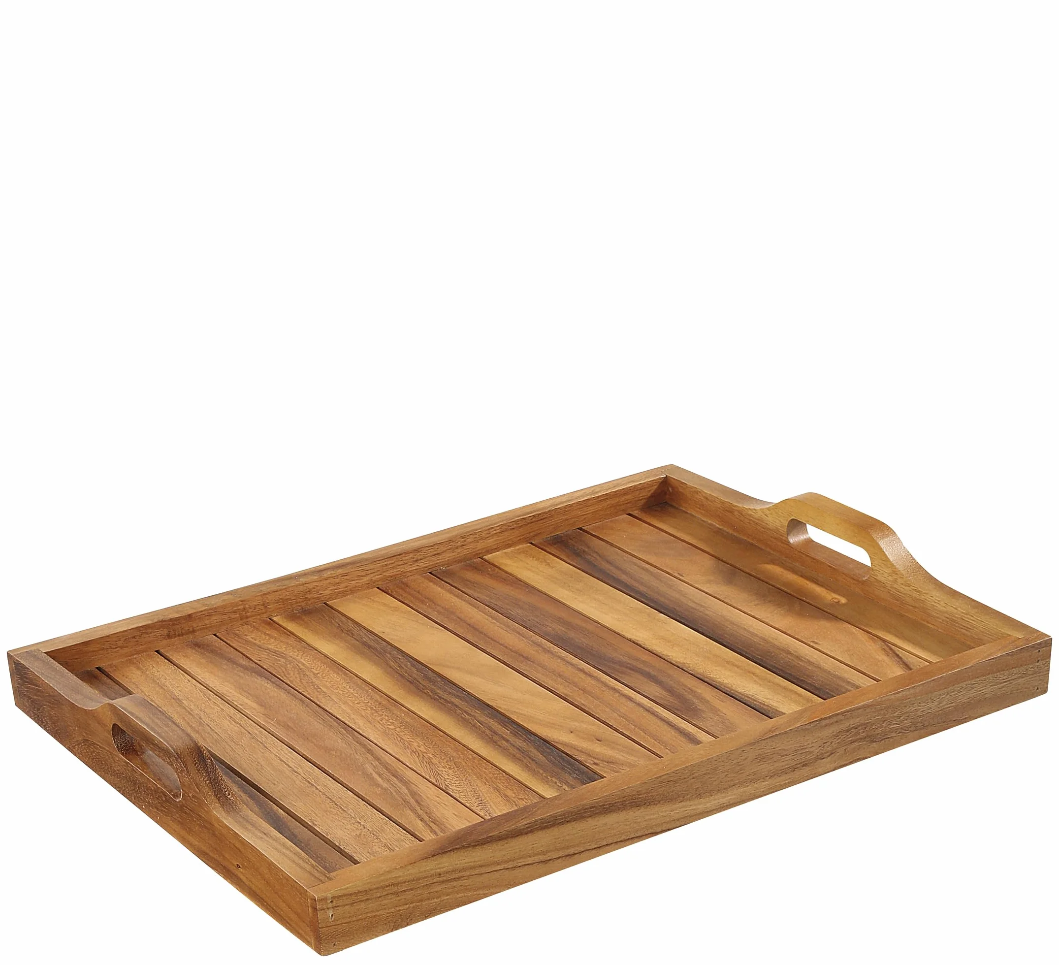 Zassenhaus Bandeja para servir con soporte de madera de acacia, plegable, bandeja con asas, bandeja de desayuno, madera dura cultivada de forma sostenible, bandeja: 60,0 × 45,0 × 7,0 cm, soporte de 80