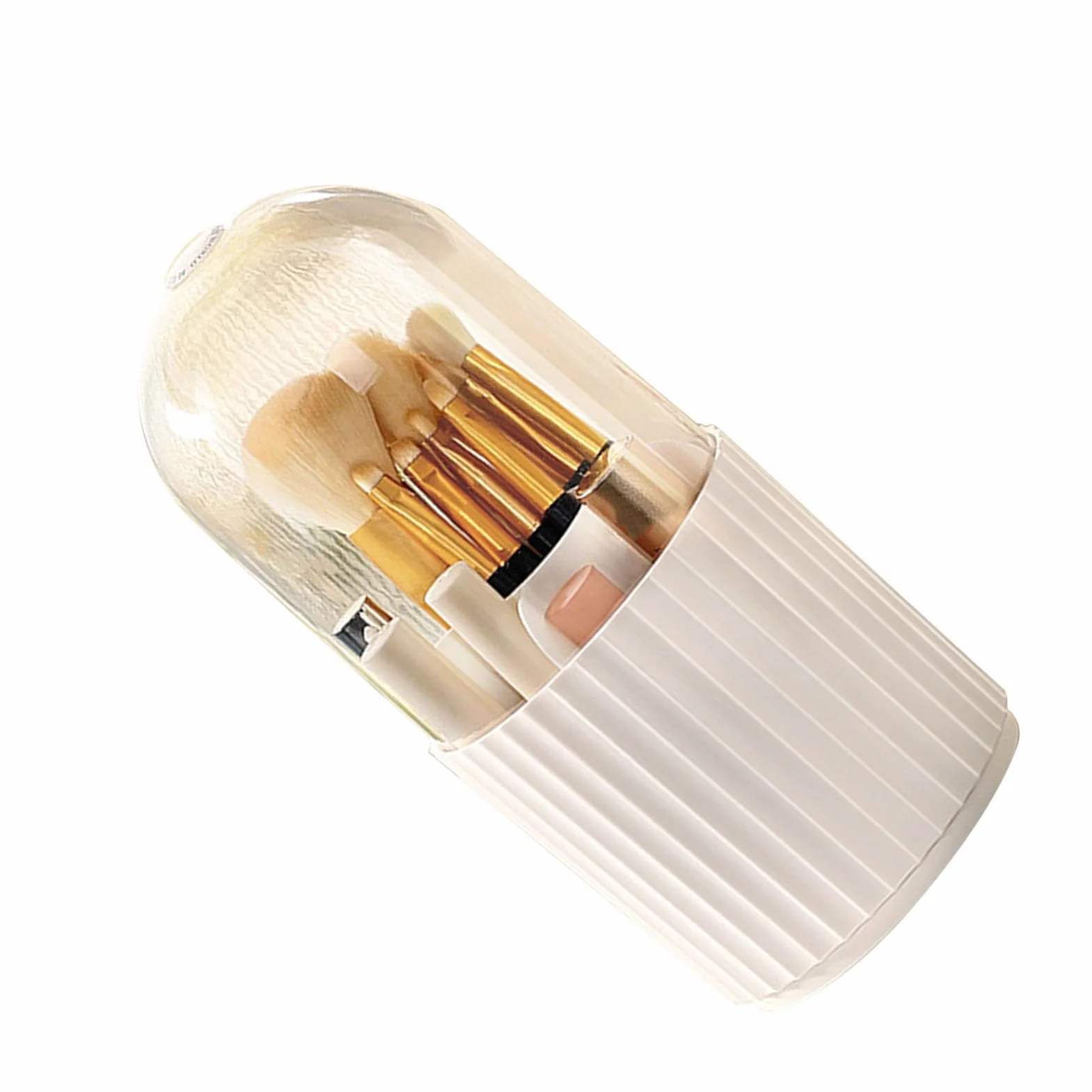 Organizador de brochas de maquillaje con tapa, giratorio de 360 ​​grados, gran capacidad, 5 compartimentos, soporte giratorio para cosméticos (Vertical pattern)