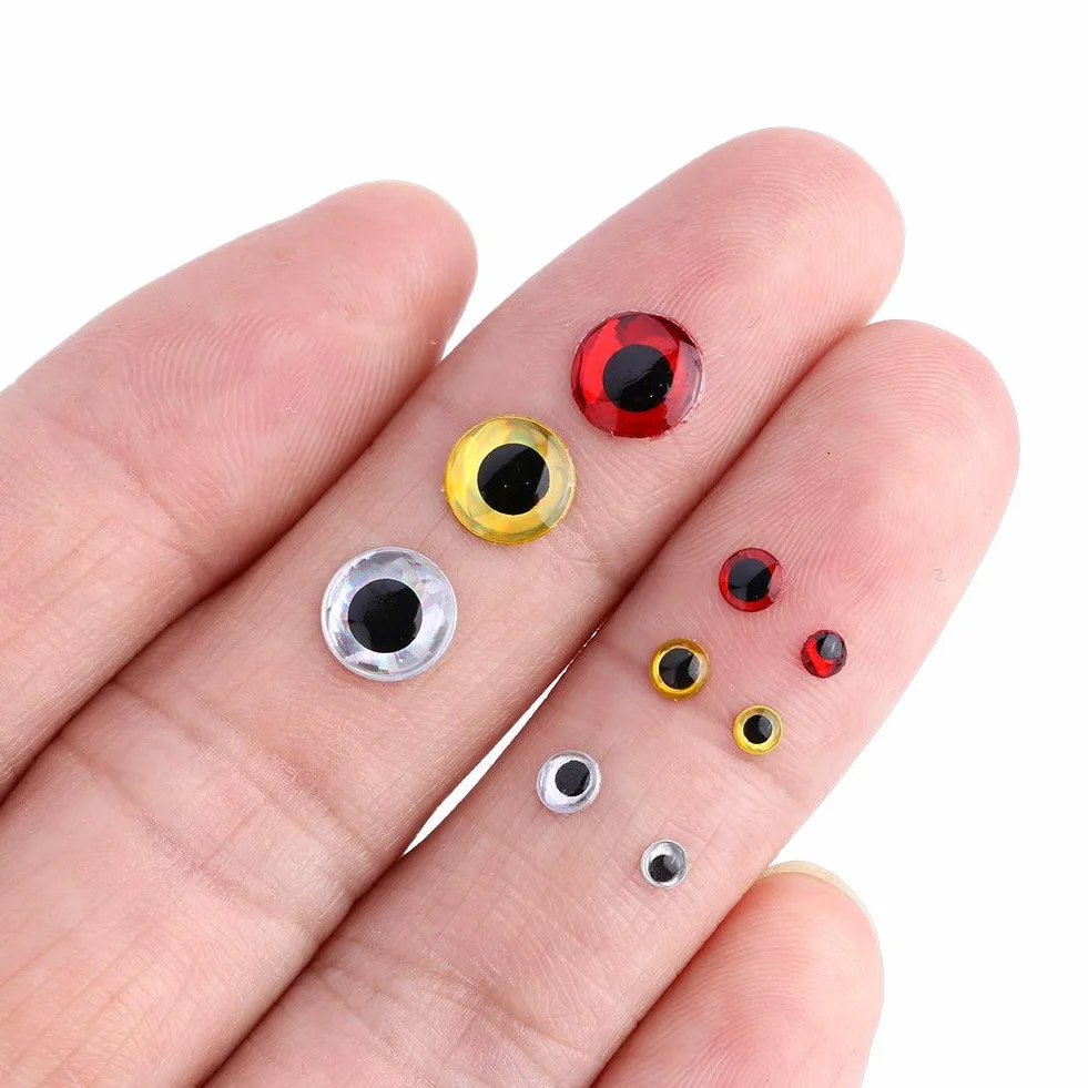 Señuelos de Pesca 3D Ojos 100 Uds 3/4/8mm Atado de Moscas Manualidades Jig (8mm Plata)