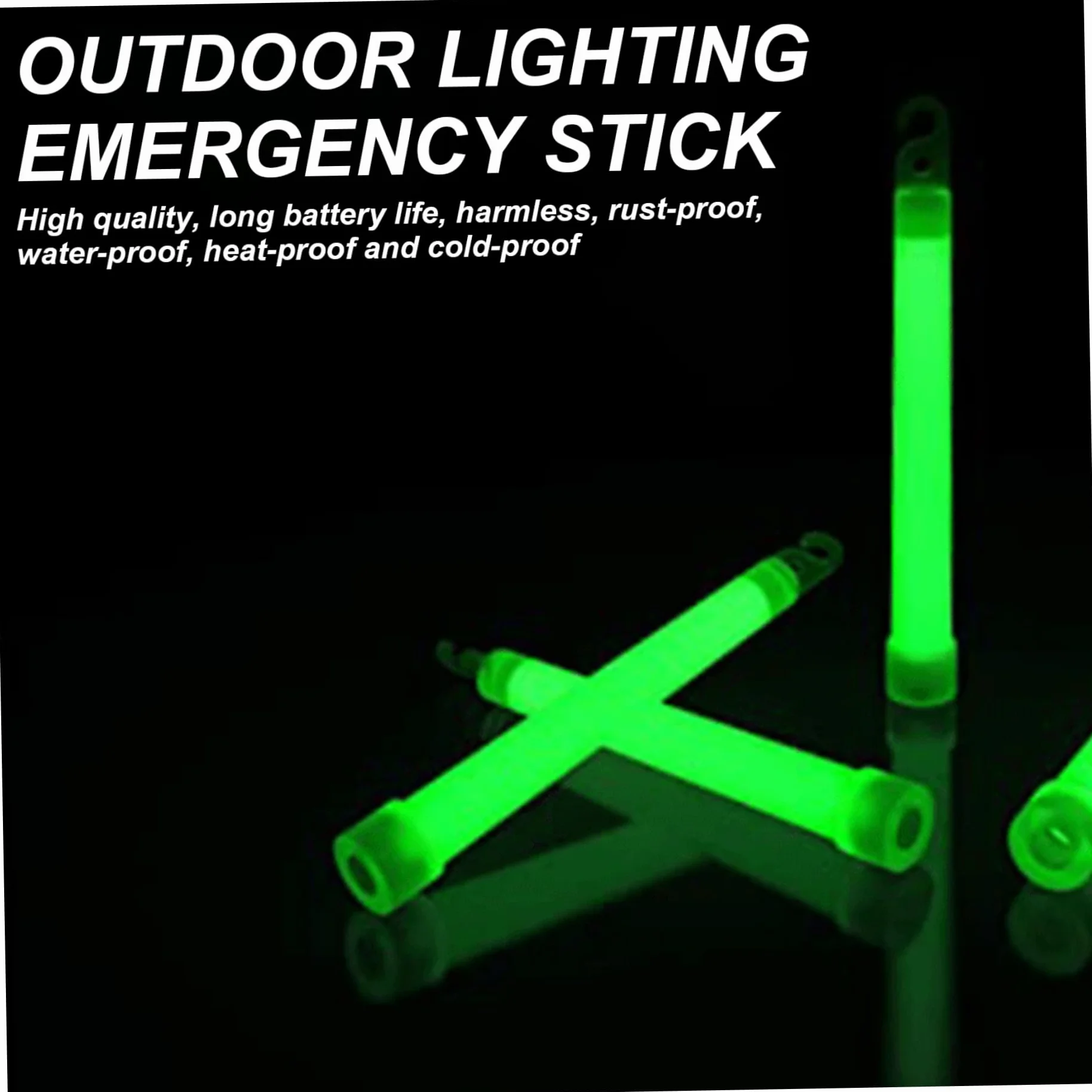 Survival Glow Sticks 12pcs 6 Aguas resistentes a brillos gancho colgante 12h para acampar fiesta emergencia verde claro