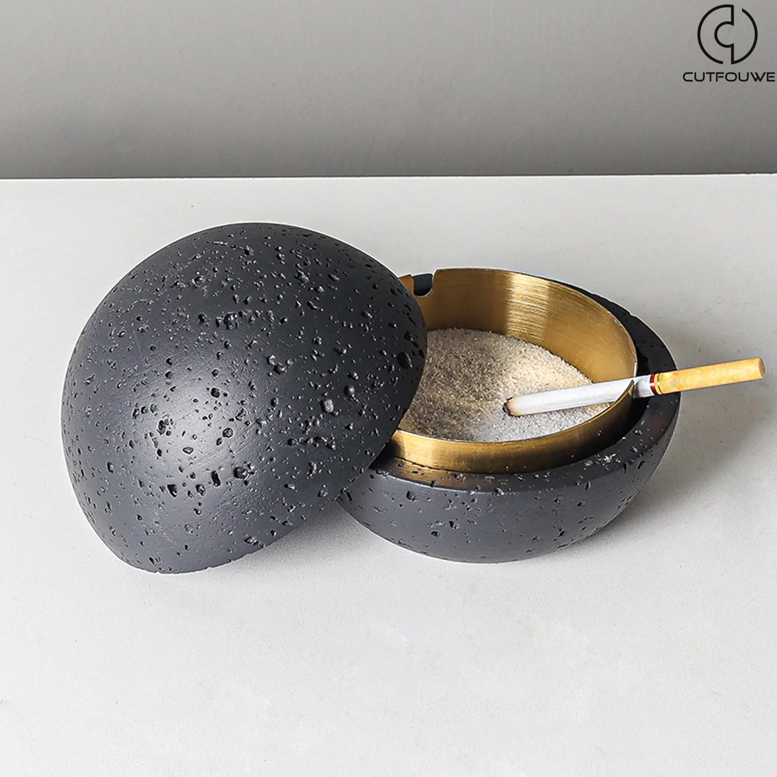 Cubo de Basura de Moda con Cilindro Interior de Metal, Blanco