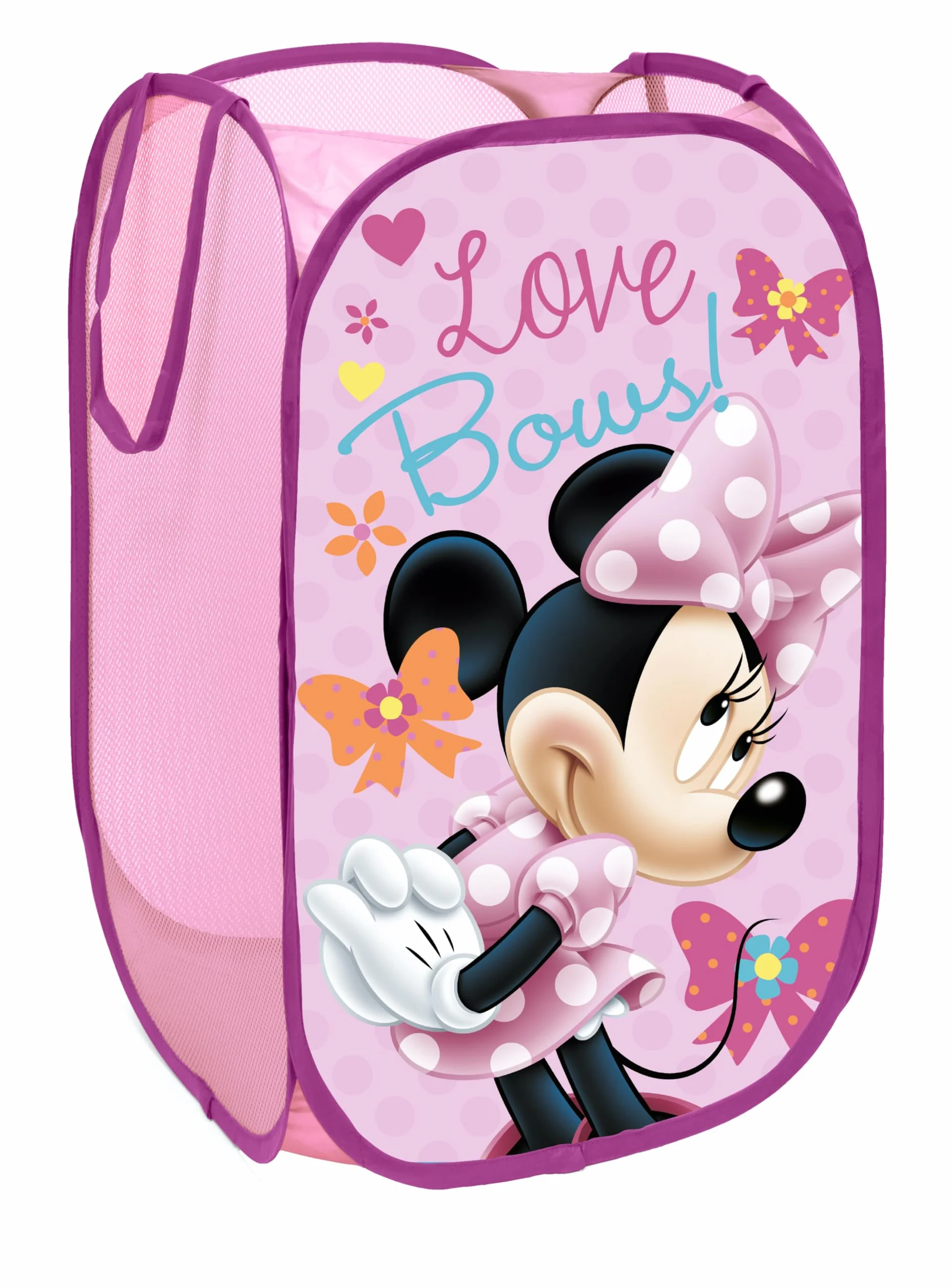 SUPERDIVER Cesta plegable Minnie Mouse Oficial Disney 36x36x58 cm con asas ligera se pliega a 20x20 cm