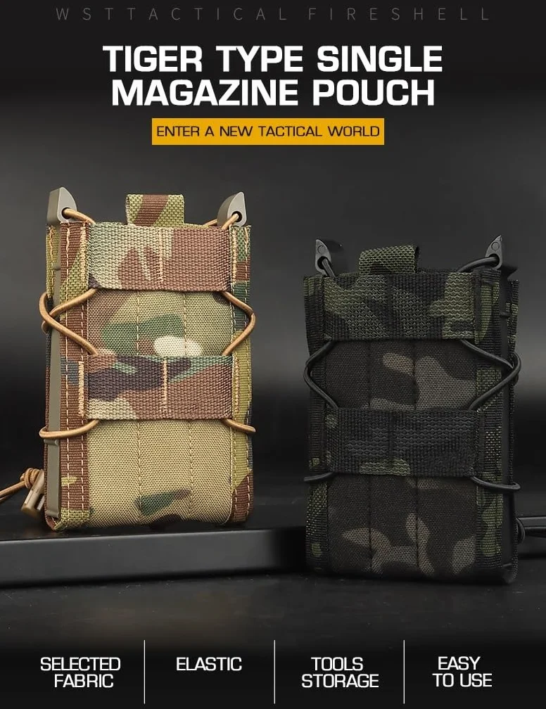 Funda táctica para cargador de 5,56 pulgadas, bolsa para rifle y pistola AK, AR, M4, AR15