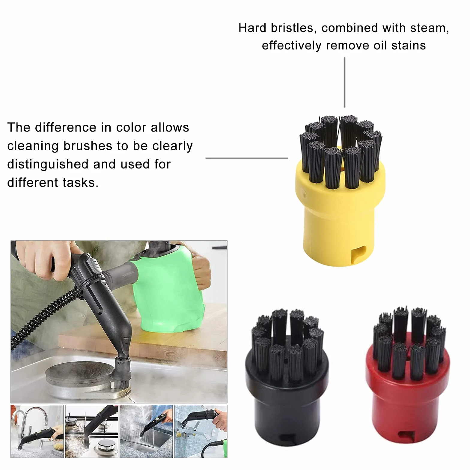 6 Piezas Accesorios para Limpiadores de Vapor Cepillo Redondo para Limpiar con Vapor Boquillas SC1 SC2 SC3 SC4 SC5 SC6 SC7