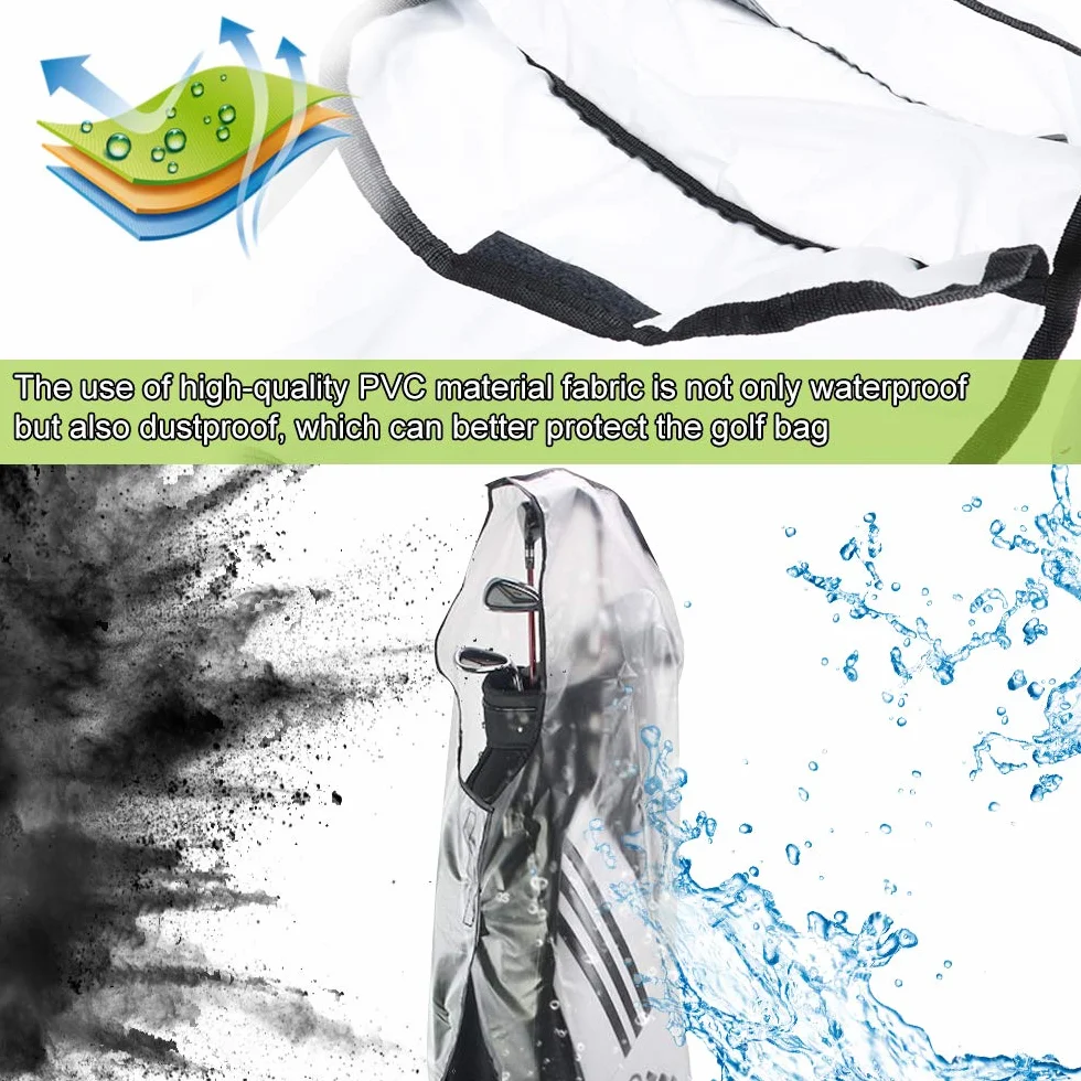 Fundas para Carritos de Golf Impermeable PVC con Cremallera Translúcido Capucha Portátil