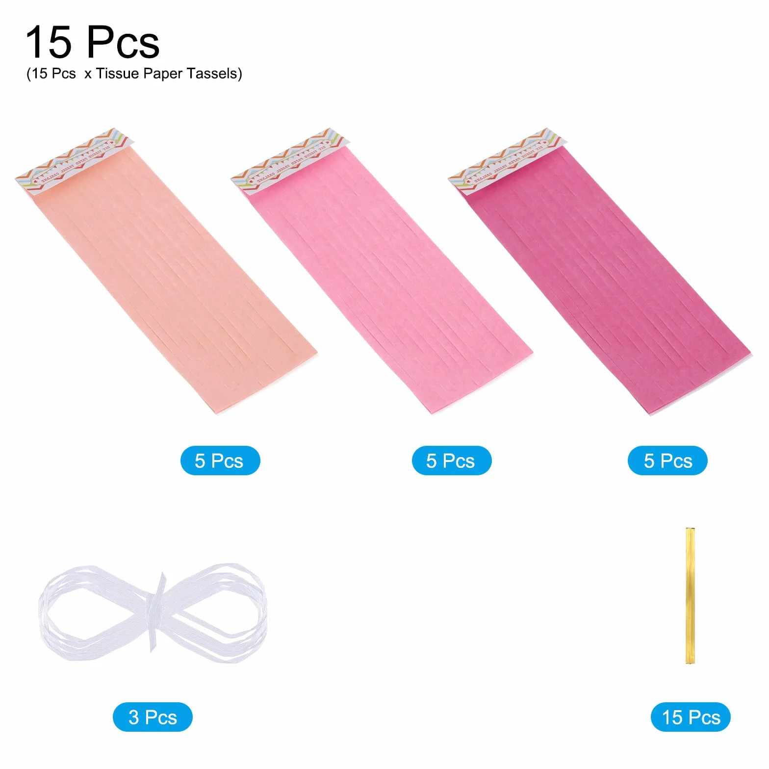 QUARKZMAN 15 Piezas Guirnalda de Borlas en Tonos Melocotón Rosa y Rojo Rosa con Cuerda de Papel de Seda para Kits de Fiesta DIY de Aniversario Boda Cumpleaños