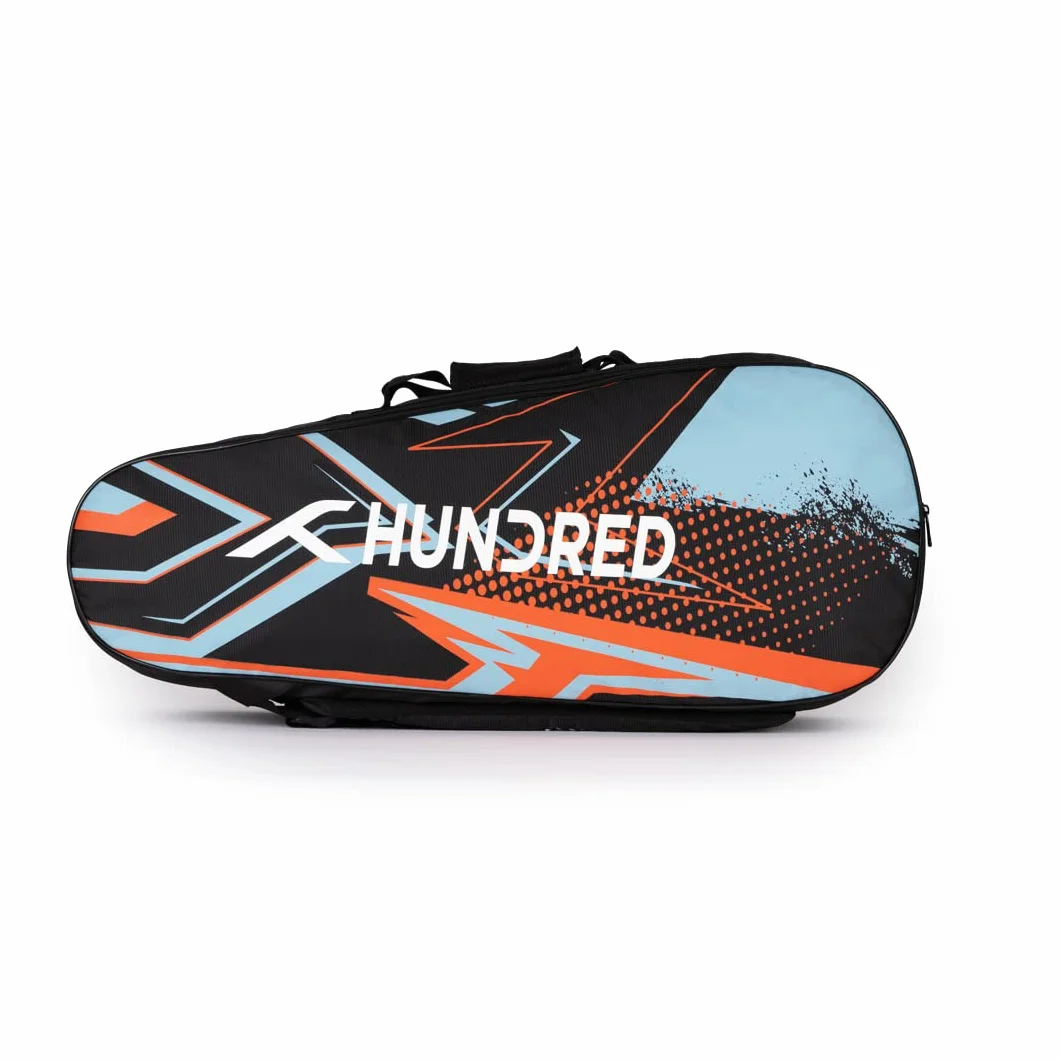 HUNDRED Badminton and Tennis Racquet Kit Bag Multiple Compartment Side Pouch Easy-Carry Handle Padded Back Straps