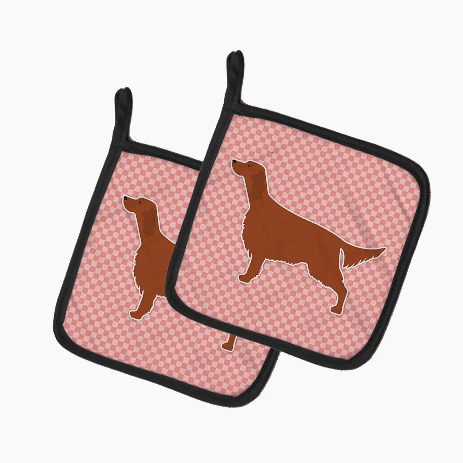 Caroline's Treasures Irish Setter BB3593PTHD - Par de agarraderas para ollas, diseño de Tablero de ajedrez, Color Rosa