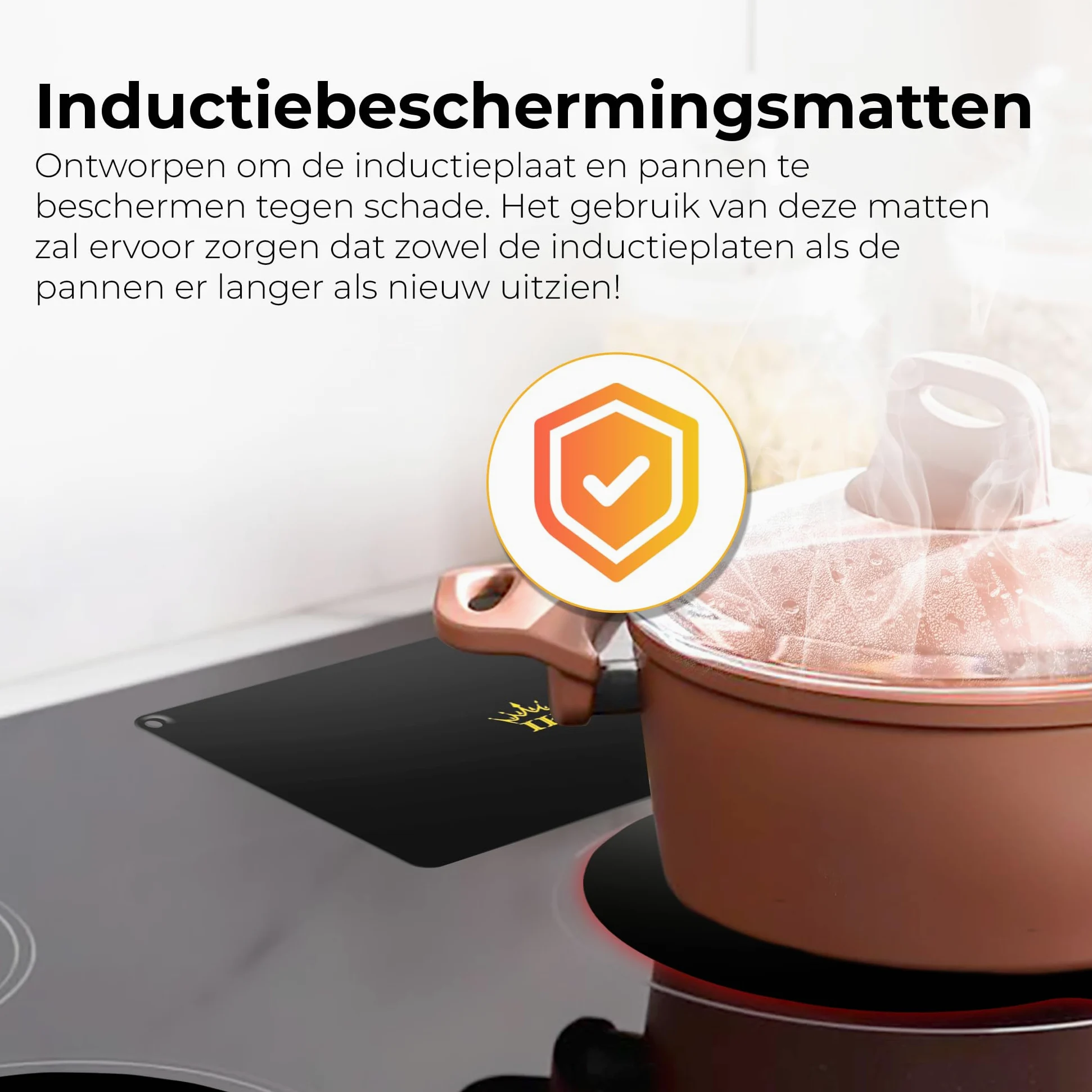 Esteras protectoras de inducción – 6 esteras + 3 colgantes de lujo gratis - Redondo - Negro - Anti Slip - Hasta 230 grados - Elegante - Estera de inducción – Estera antideslizante -