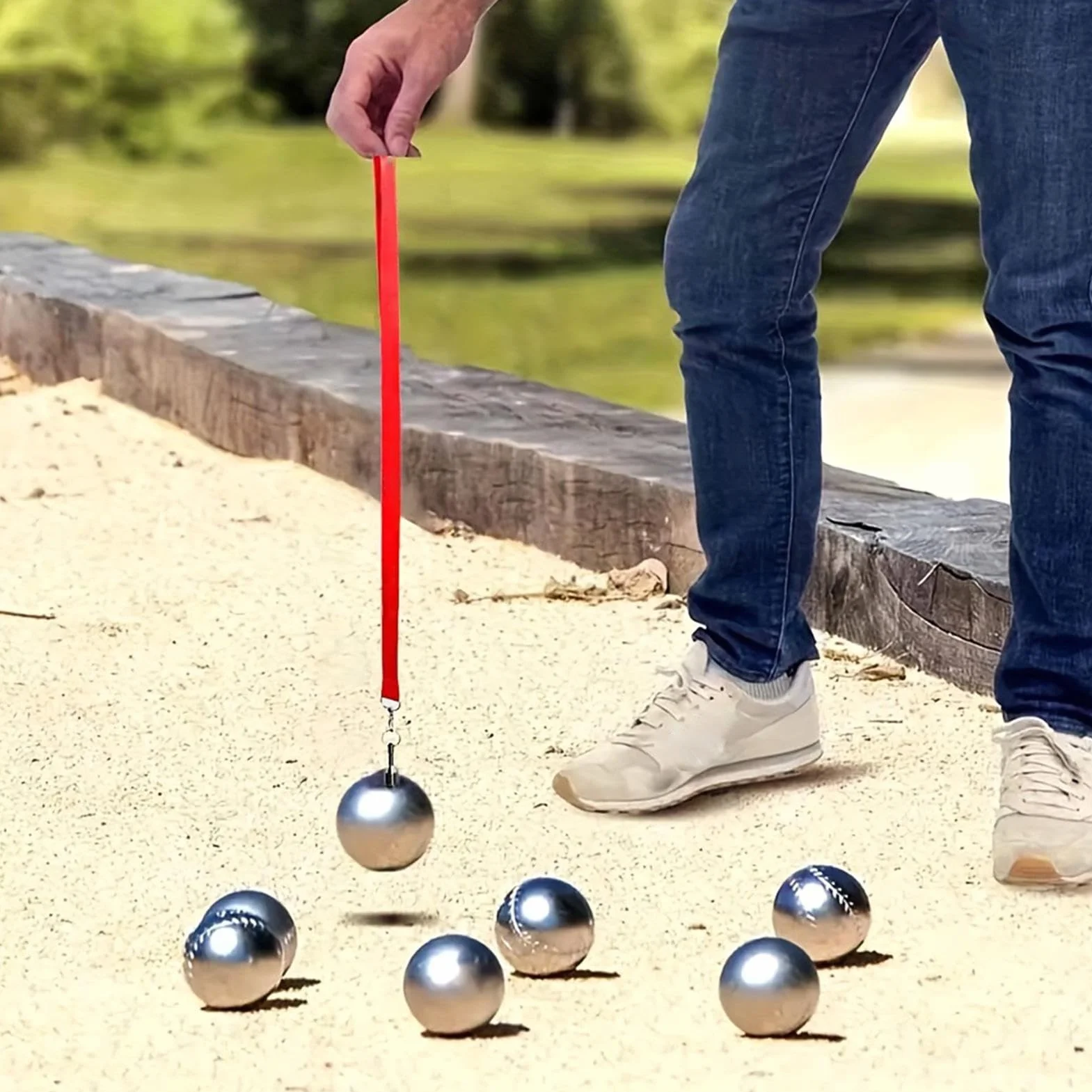 Imán recogedor de bolas - Herramienta de recogida magnética sin doblado | Recogedor de bolas de petanca ligero con correa fácil de usar | Imán de recuperación de bola para el al