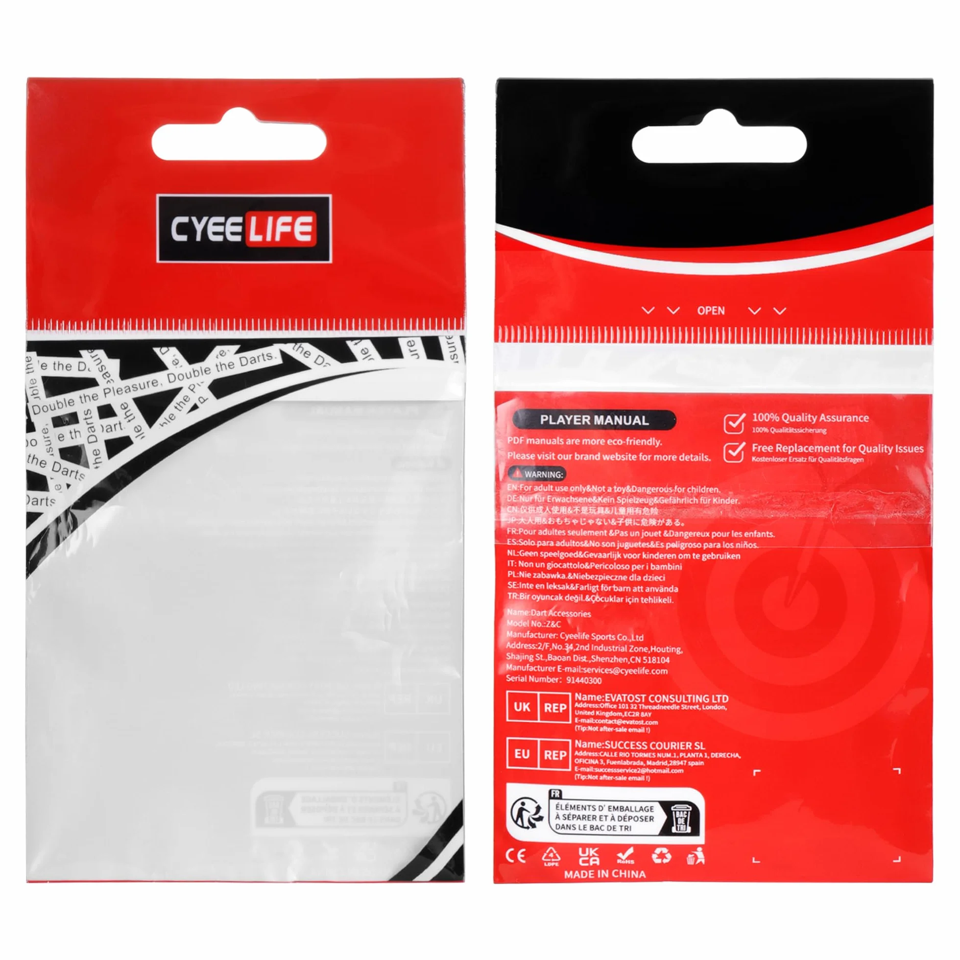 CyeeLife Juego de Puntas para Dardos 100pcs Roscado 2BA Plástico Repuesto