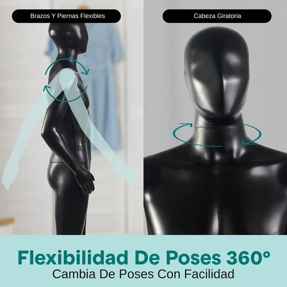 SereneLife maniquí Masculino de Cuerpo Completo, 185cm de Altura, Extremidades Flexibles, Cabeza Ajustable, Diseño Desmontable, Ideal para Tiendas de Ropa, Boutiques, Exposiciones y mas