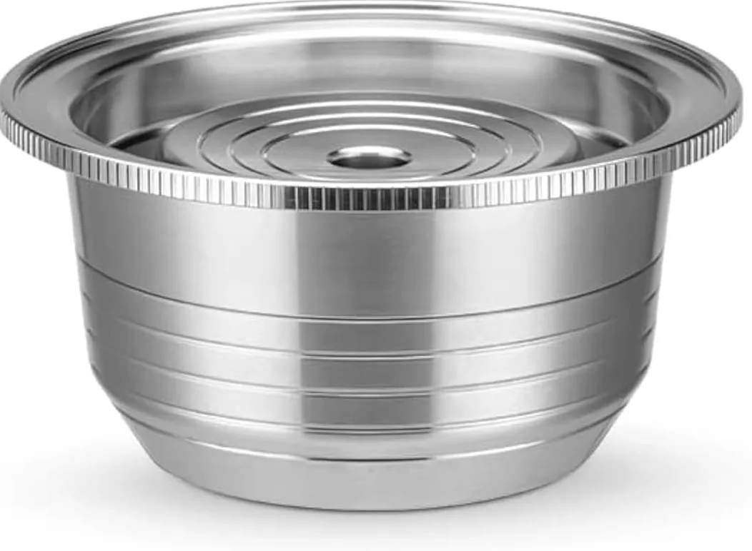 Cápsulas de café recargables de acero inoxidable reutilizables (8 onzas, 240 ml), compatibles con cápsulas Nespresso Vertuo Espresso, cápsulas recargables, 1 cuchara reutilizable, 1 cepillo (plata)