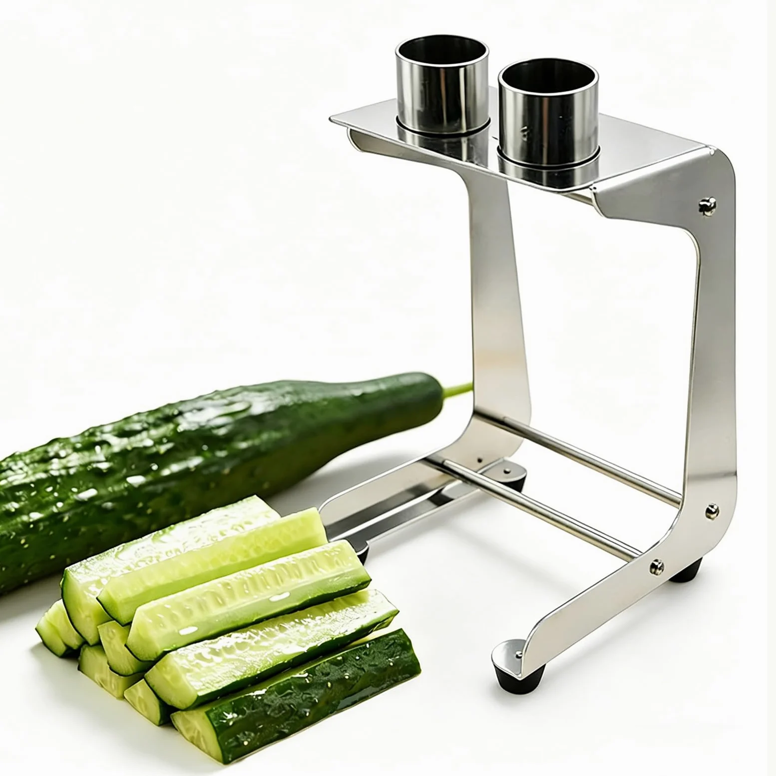 Cortador de pepino para sushi, 3 combinaciones de cuchillas, acero inoxidable, diseño en ángulo para hacer ensaladas, cocinar, preparar comidas, práctica herramienta de pepino y zanahoria