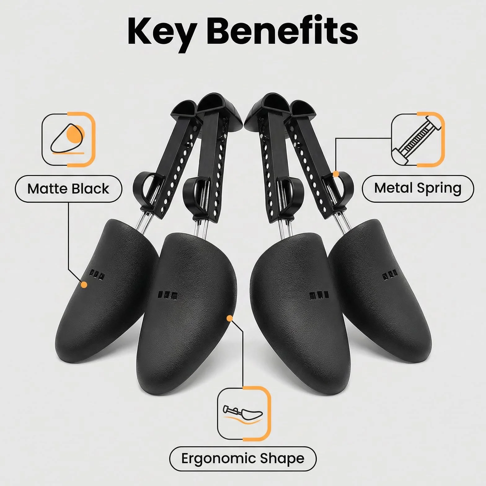 2 pares plástico de longitud ajustable para hombre zapatos de árbol zapatero soporte para botas soporte práctico para zapatos con bobina de resorte de tensión para la mayoría de los zapatos