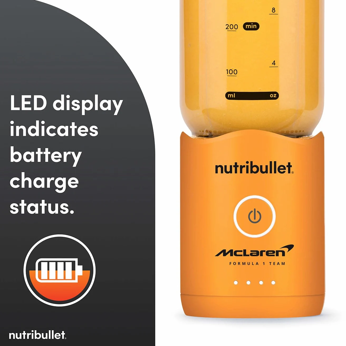 nutribullet Flex - Licuadora portátil en colaboración con McLaren Formula 1 Team & Mastercard - Naranja papaya - 600 ml de alta capacidad - Licuadora de viaje compacta con cuchillas desmontables e