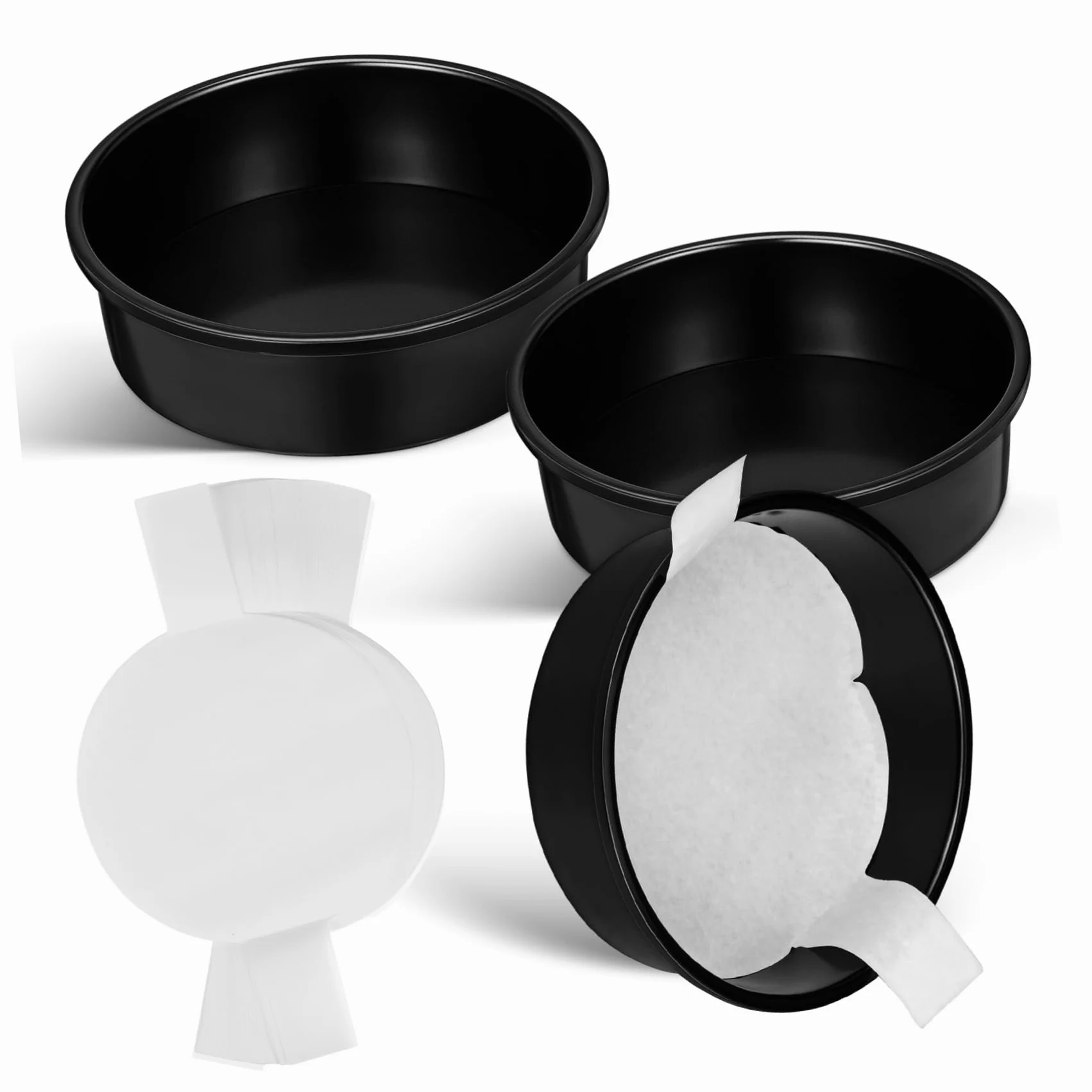 UKCOCO 3 Piezas Molde Para Pasteles Redondo Molde Antiadherente Con Papel De Pergamino Para Hornear Casa Para Tortas y Bizcochos