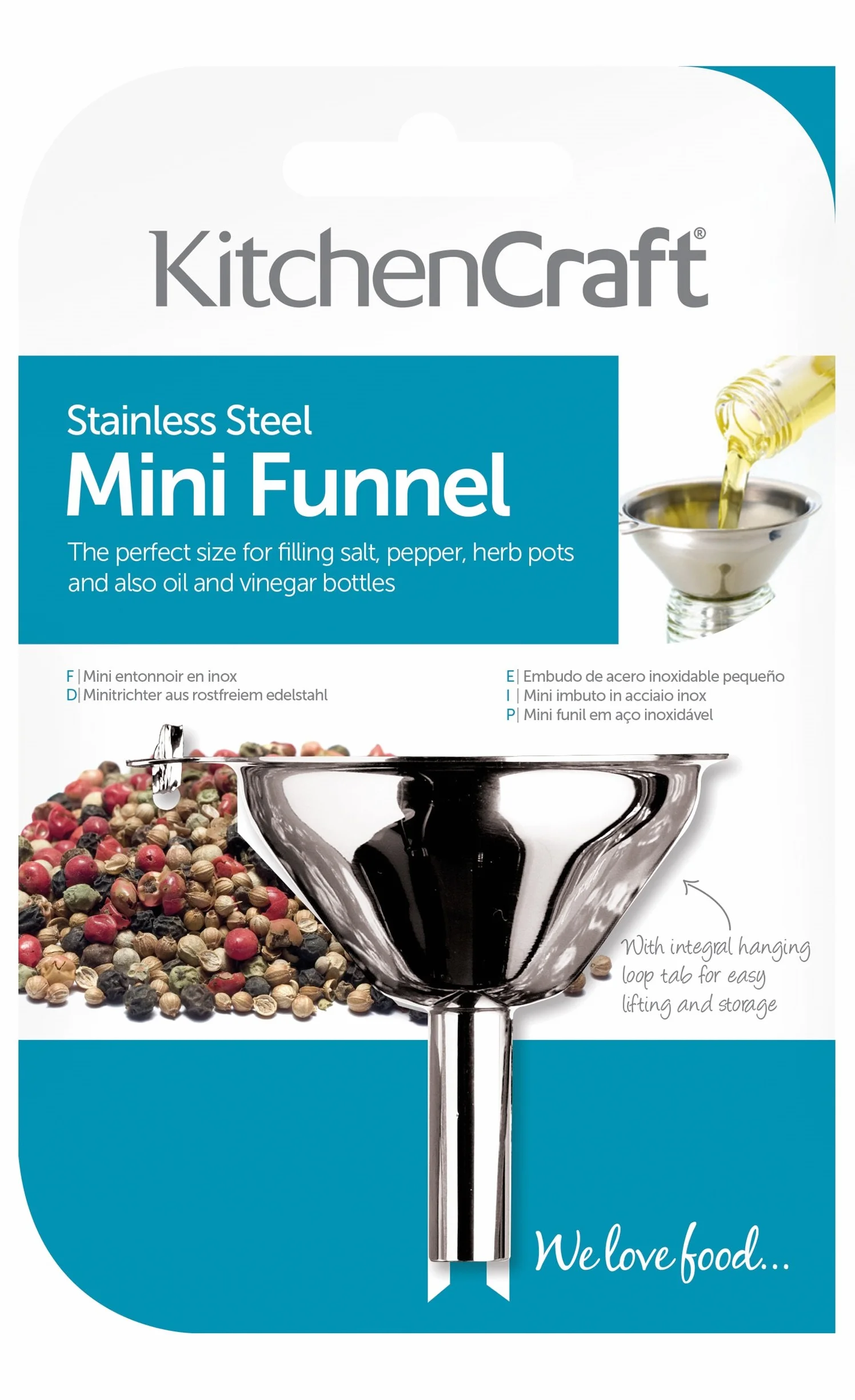 KitchenCraft Stainless Steel Mini Kitchen / Hip Flask Funnel, 5.5 cm (2")