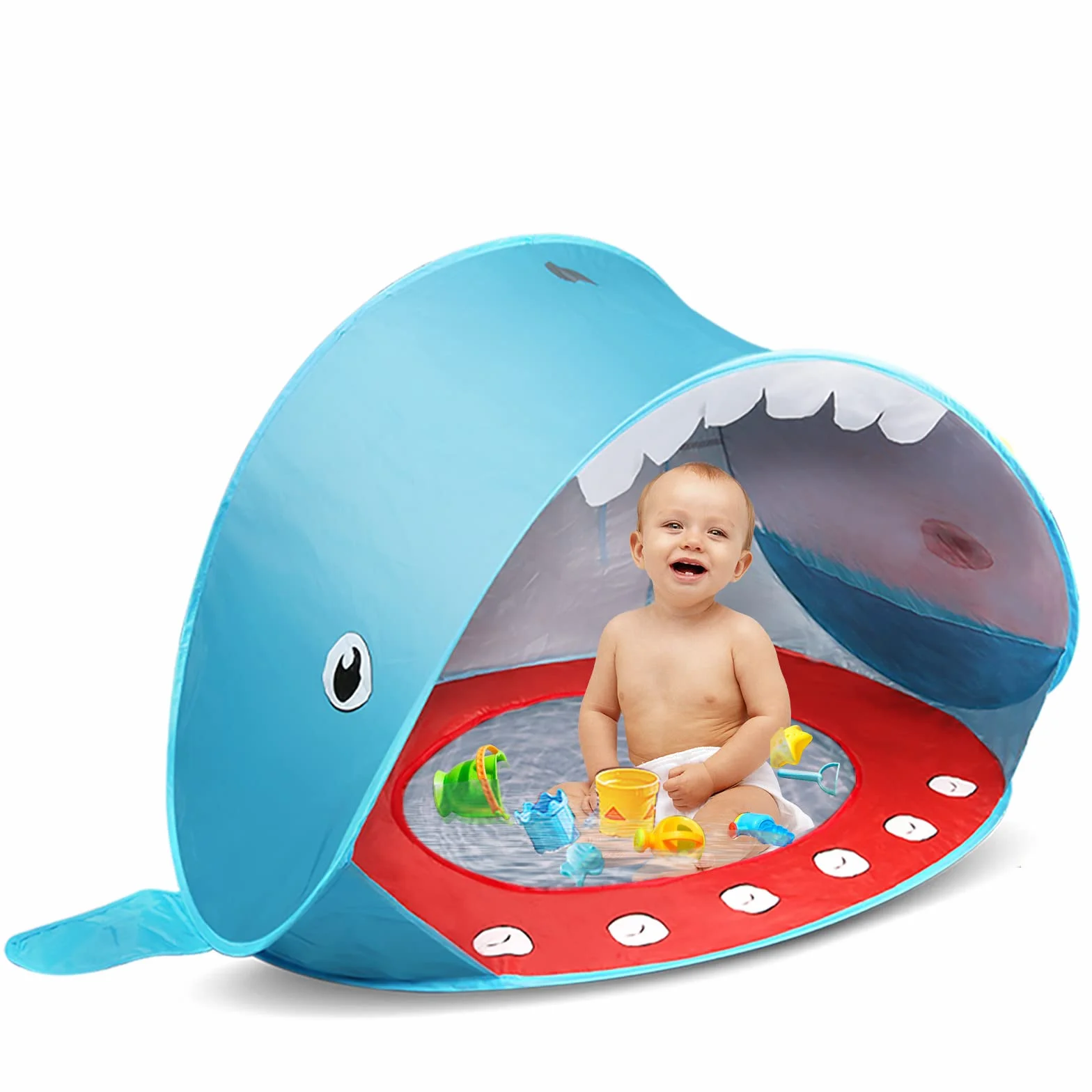 Opret Tienda Playa Bebe Pop-up Piscina Niños Carpa Plegable Portátil Anti UV 50+ Protector Solar, Azul