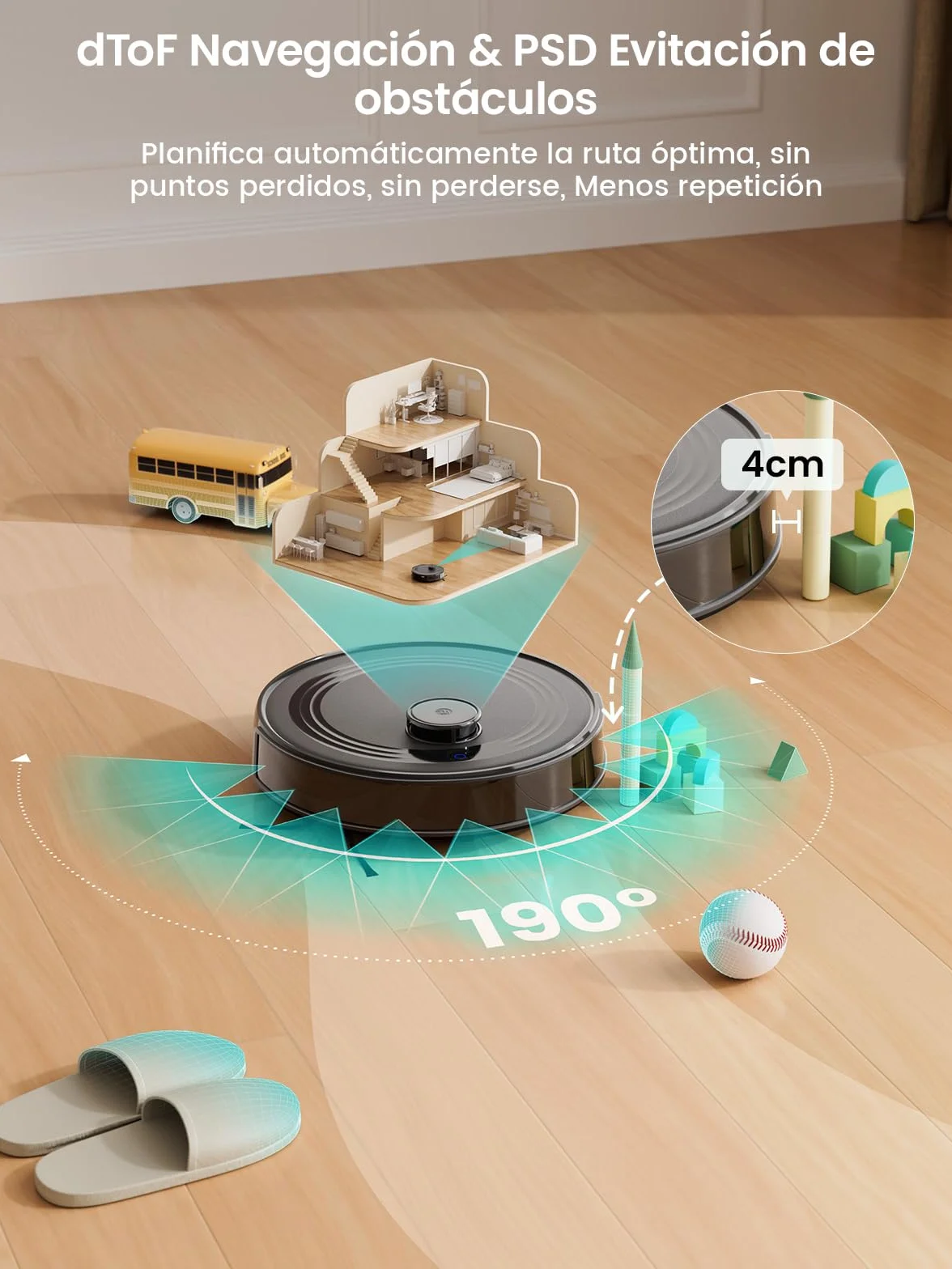 Lefant M2 Robot Aspirador y Fregasuelos 2 en 1, 6000Pa, 160min Automático, Navegación Láser, Evitación PSD, Limpieza Personalizada, Ideal para Limpiar Pelo de Mascotas y Suelos Duros