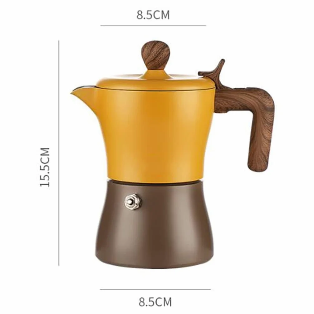 Estufa italiana para café expreso, cafetera de aluminio de 3 tazas, cafetera Moka con mango de madera (blanco)
