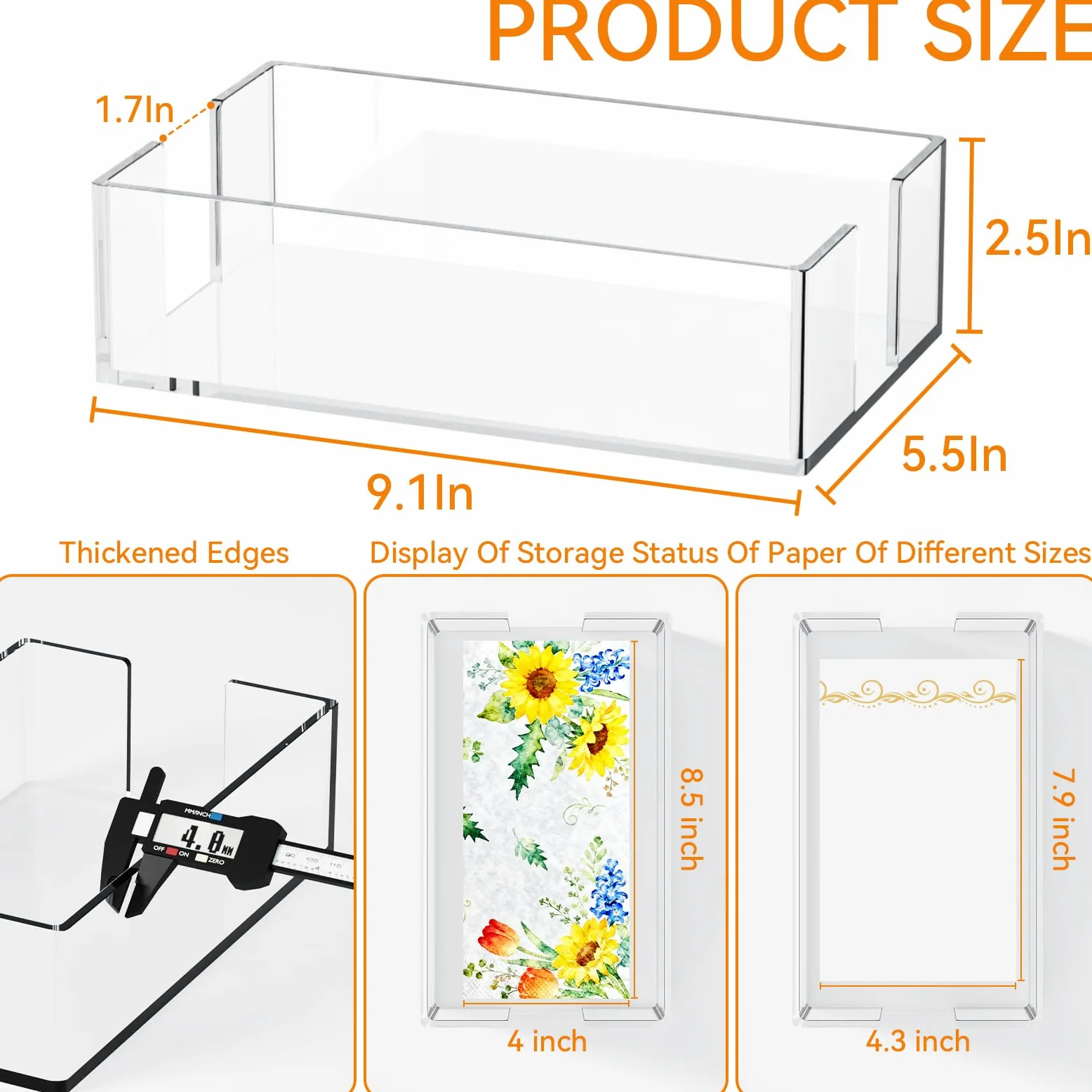 Cq Acrylic Servilleteros transparentes de 9 x 5.5 pulgadas para cocina, cesta de toallas de invitados, soporte para toallas de papel en transparente, soporte para servilletas de cóctel y invitados