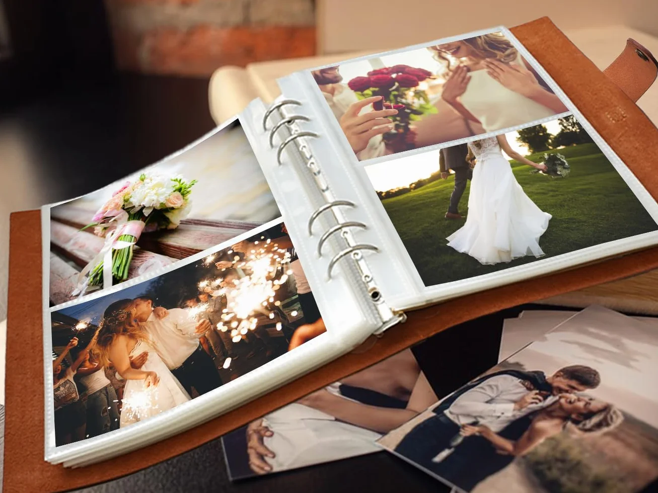 Álbum de fotos de cuero, 4 x 6 para 300 fotos, con espacio de escritura de 40 papeles de escritura, graduación, viajes, familia, boda, niños, graduación, bebé, álbum de recortes, color marrón