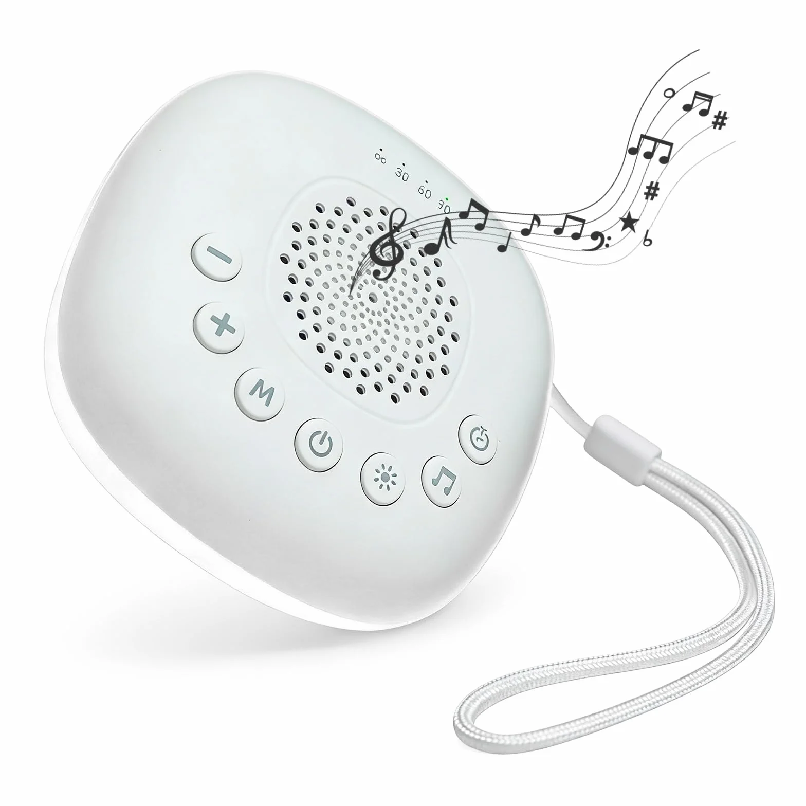 White Noise Machine Baby con luz nocturna regulable, temporizador, función de memoria, carga USB, ruido blanco para bebés y adultos