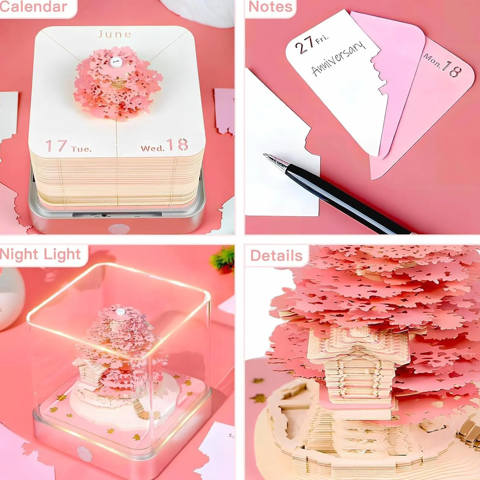 Calendario De Mesa 3D 2026 Accesorios de Escritorio Escultura Arte | Calendario Escritorio 2026 Bloc Notas Arte Floral Papel Accesorios De Escritorio Para Hogar Ofici