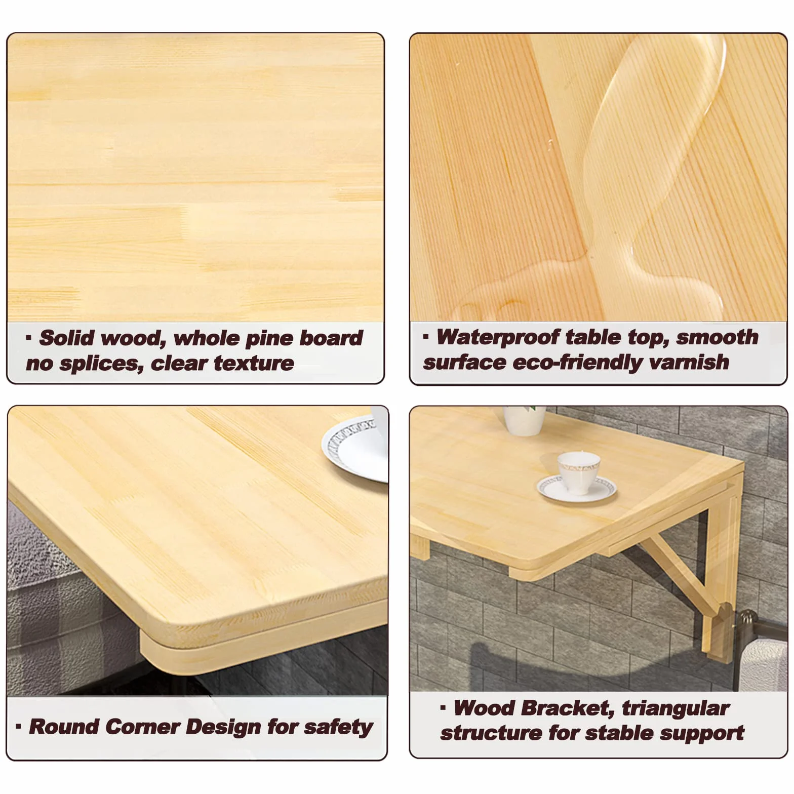 Mesa de Pared Plegable de Madera, Mesa de Cocina Abatible Portátil, Mesa de Estudio, Grandioso para Comedor Estudio Cocina Balcón, Ahorro de Espacio(Tamaño : 80x50x33cm)