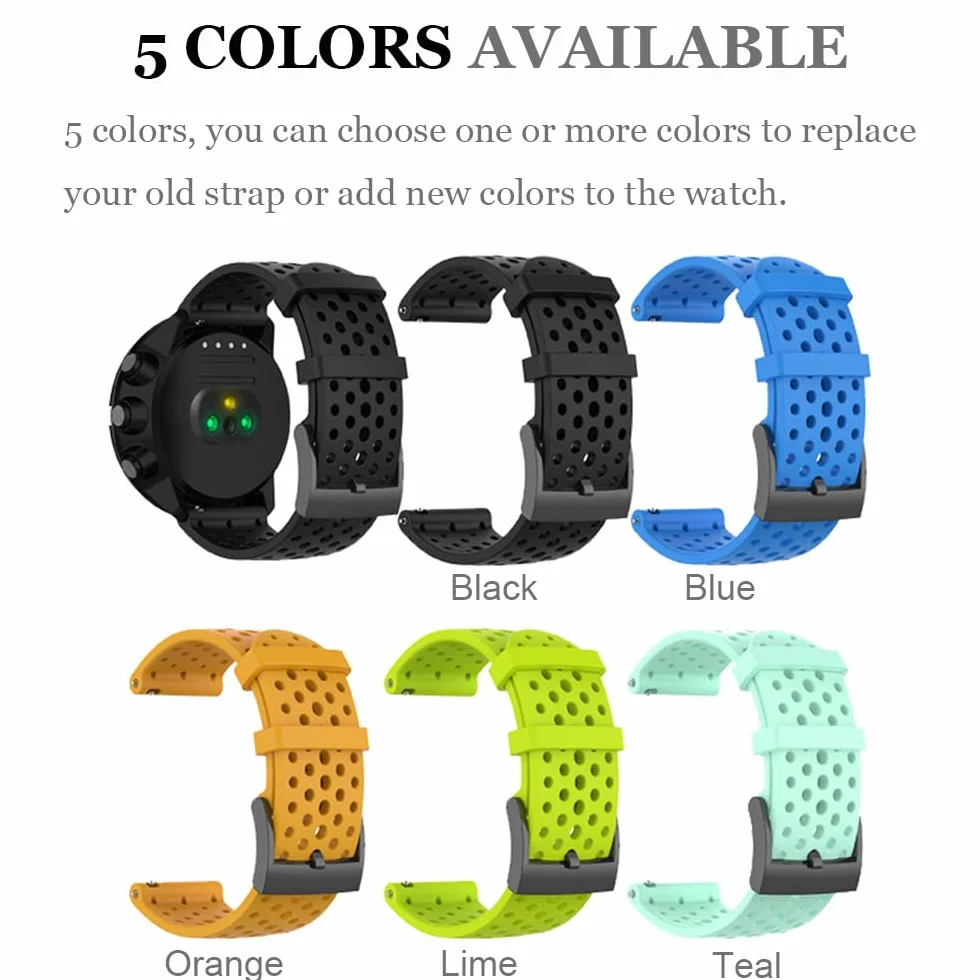 Pulsera de Silicona 24MM Compatible con Suunto 9, 9 Baro, 7, D5, Spartan Sport Wrist HR