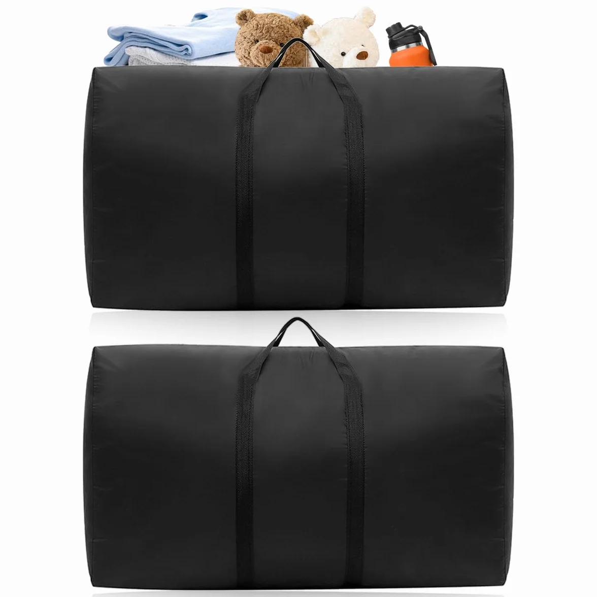 Zyren 2 bolsa de mudanza de 100 l, con cremallera, color negro Oxford, impermeable, para almohadas, ropa y ropa de cama, almacenamiento de mudanzas