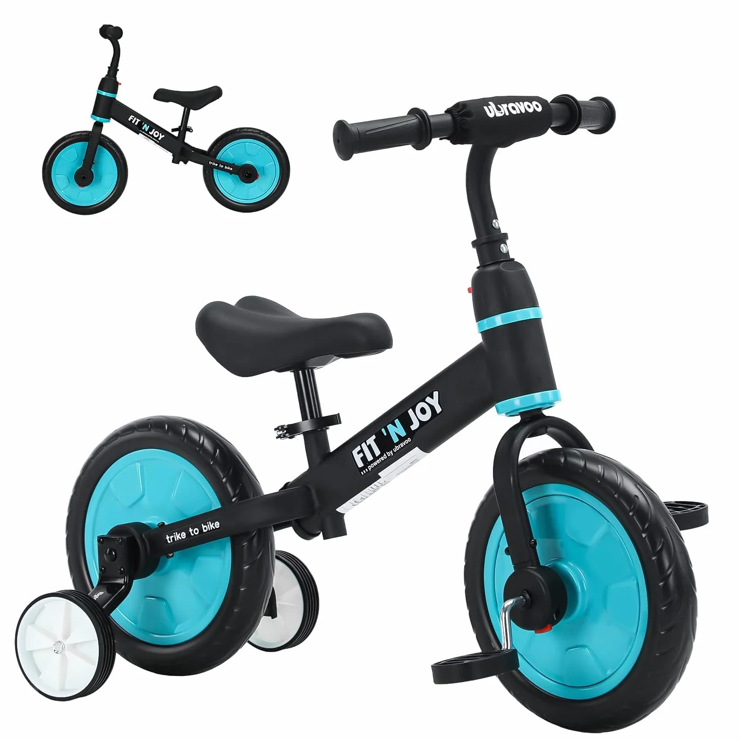 UBRAVOO Fit 'n Joy Bicicleta de Equilibrio 4 en 1 para niños Pequeños con Pedales y Ruedas de Entrenamiento 2-5