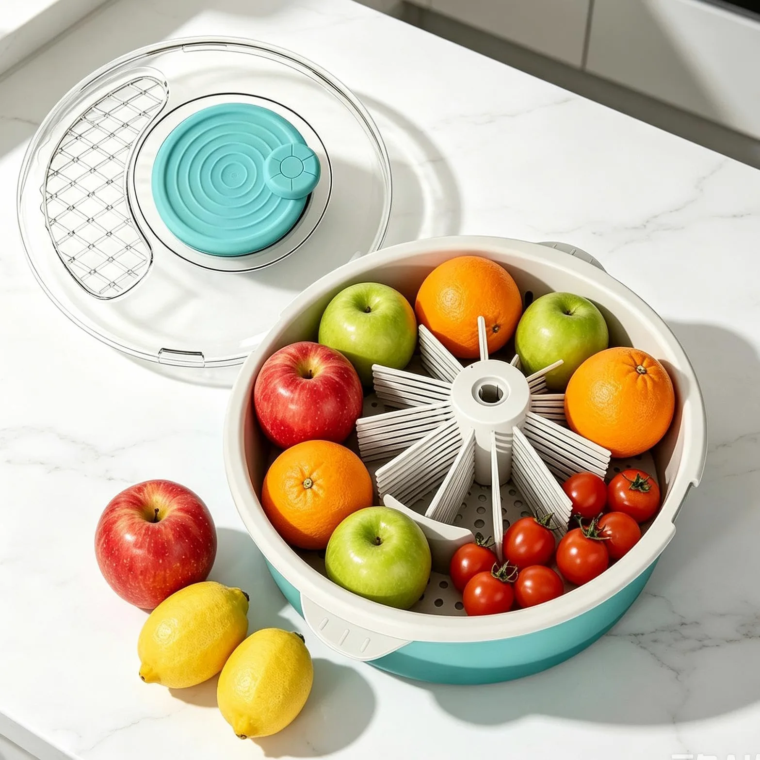 Gran centrifugadora de ensaladas Purificador multiusos, limpieza manual y | Limpiador Alimenticio y Secador de Ensaladas Para Productos, Bayas, Lechuga, Hogar, Cocina Y