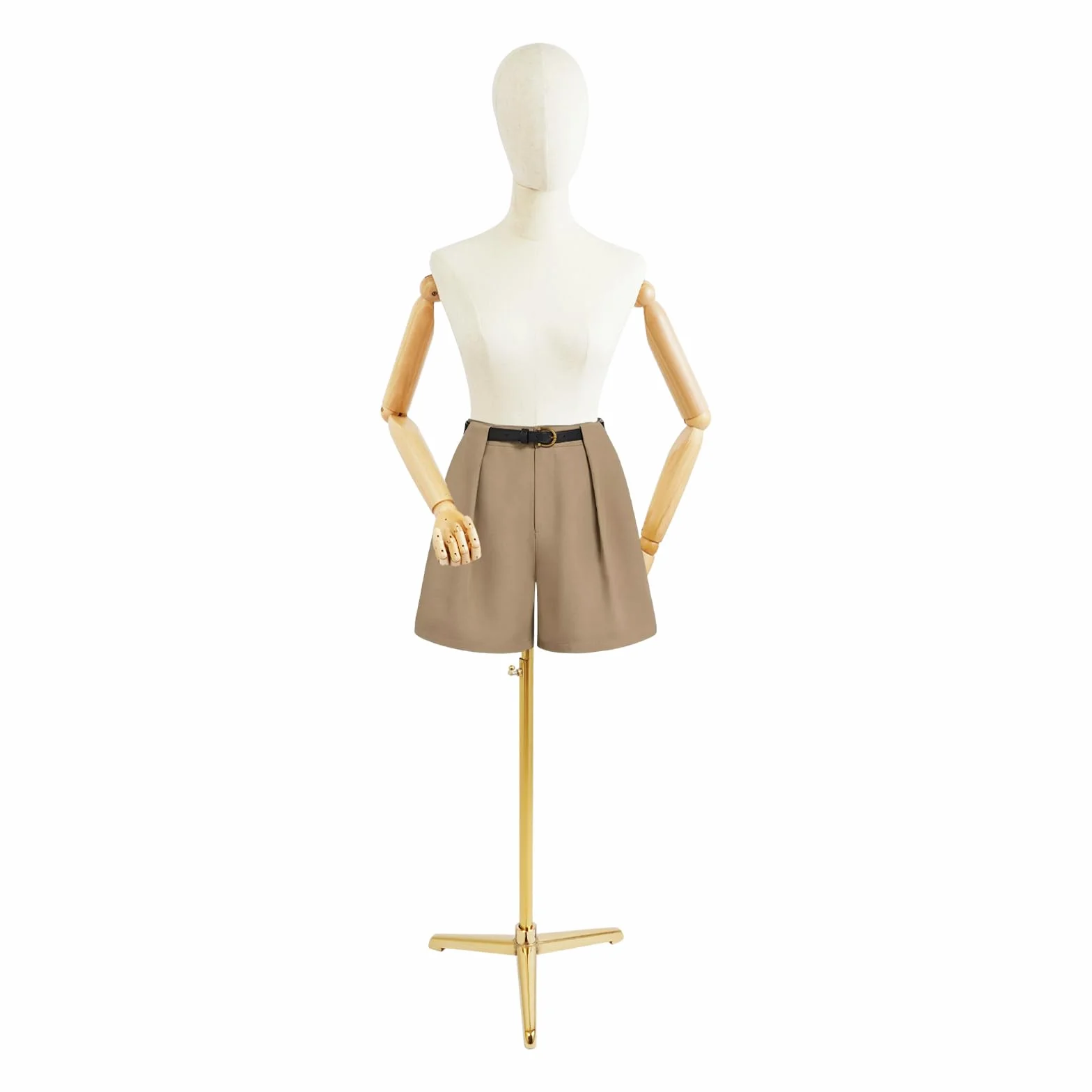 Maniquí femenino con pantalla de cuerpo de maniquí de altura ajustable con brazos flexibles (dorado, 157 cm - 215 cm)
