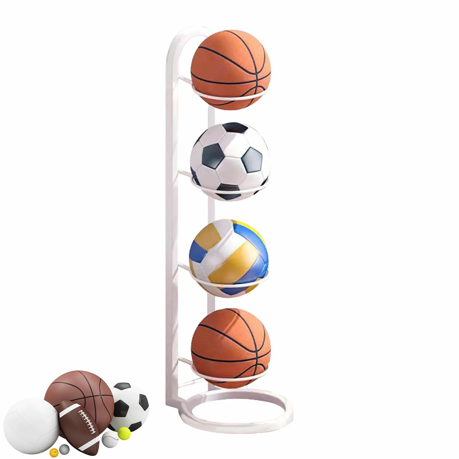 Soporte de Baloncesto Teksome - Estante de Pared para Almacenamiento Vertical de Pelotas
