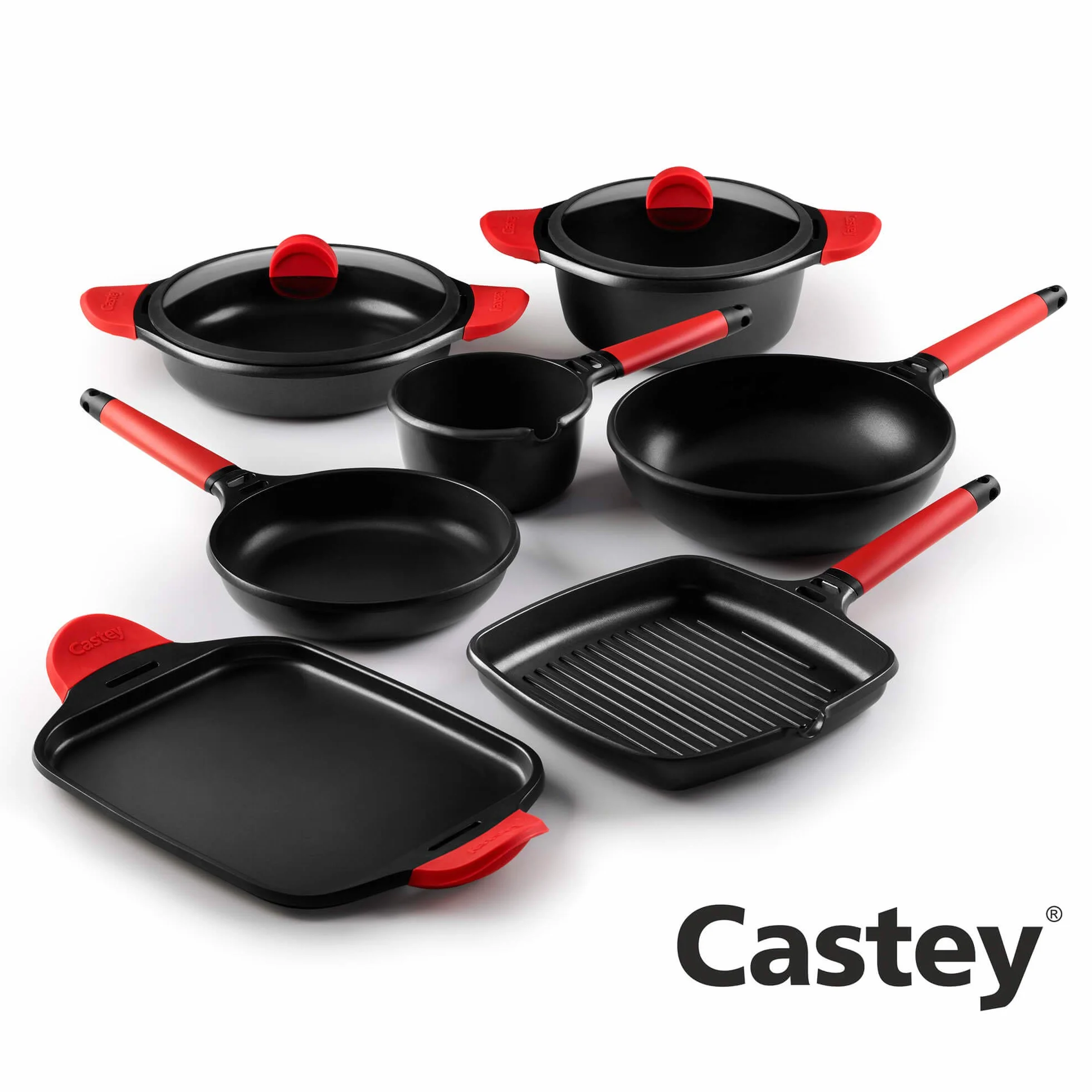 CASTEY - Sartén Wok de Inducción, 28 cm, con Mango de Madera de Cedro, Antiadherente, Distribuye el Calor de Forma Homogénea, Ligera y Cómoda, Fácil de Limpiar, Apta para Todas las Cocinas