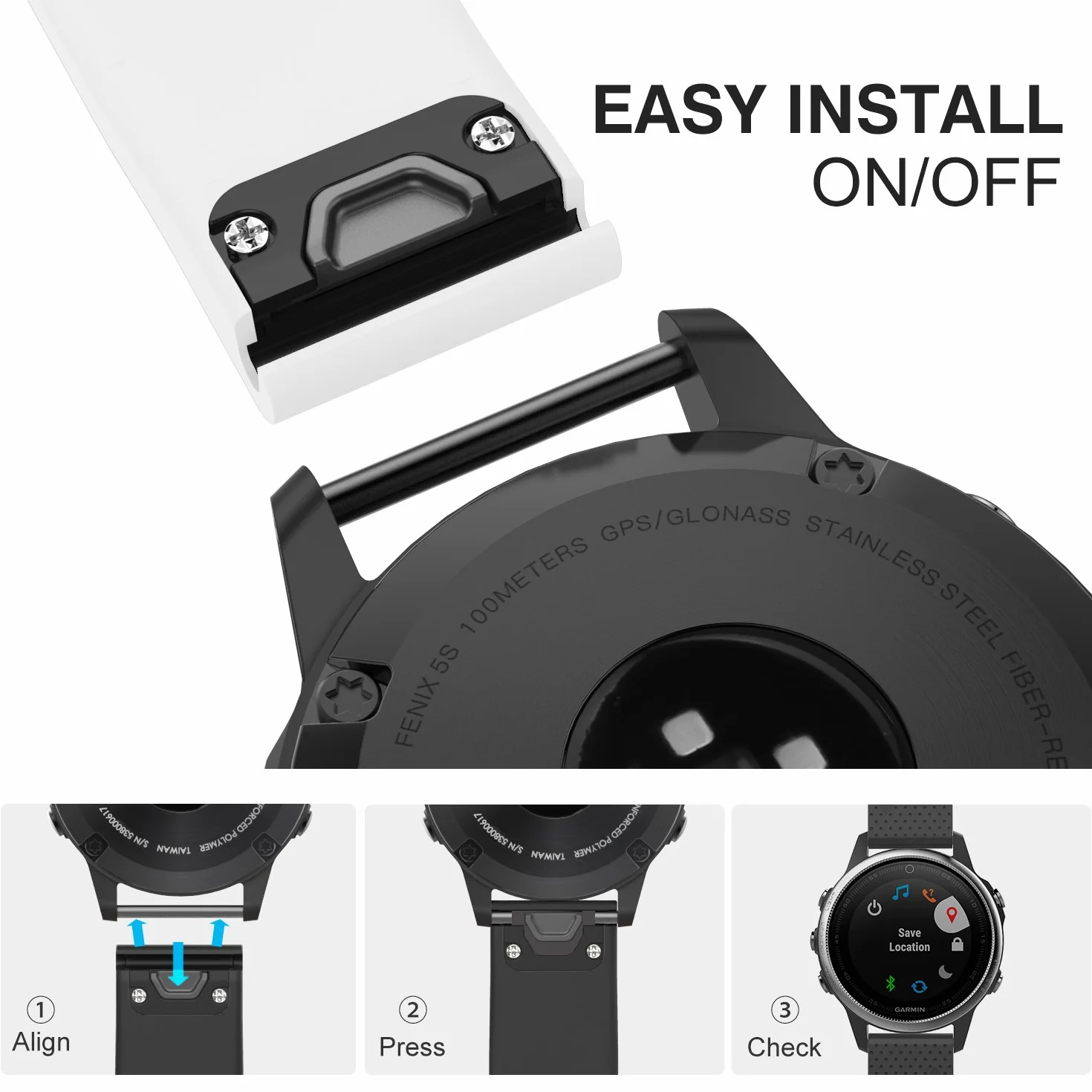 MoKo Correa de Reloj Compatible con Garmin Fenix 7S 20mm Quick Fit Pulsera Deportiva Silicona