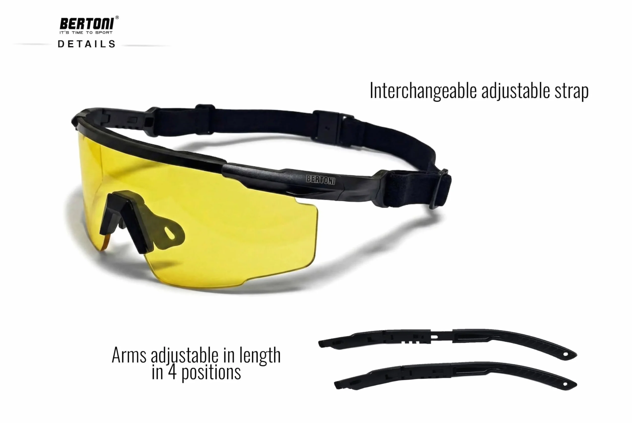 BERTONI Gafas de Tiro Protectoras Balistica Tacticas de Seguridad para Disparar con 4 Lentes Incluidas y Clip para Lentes Graduadas – SH890N SOS