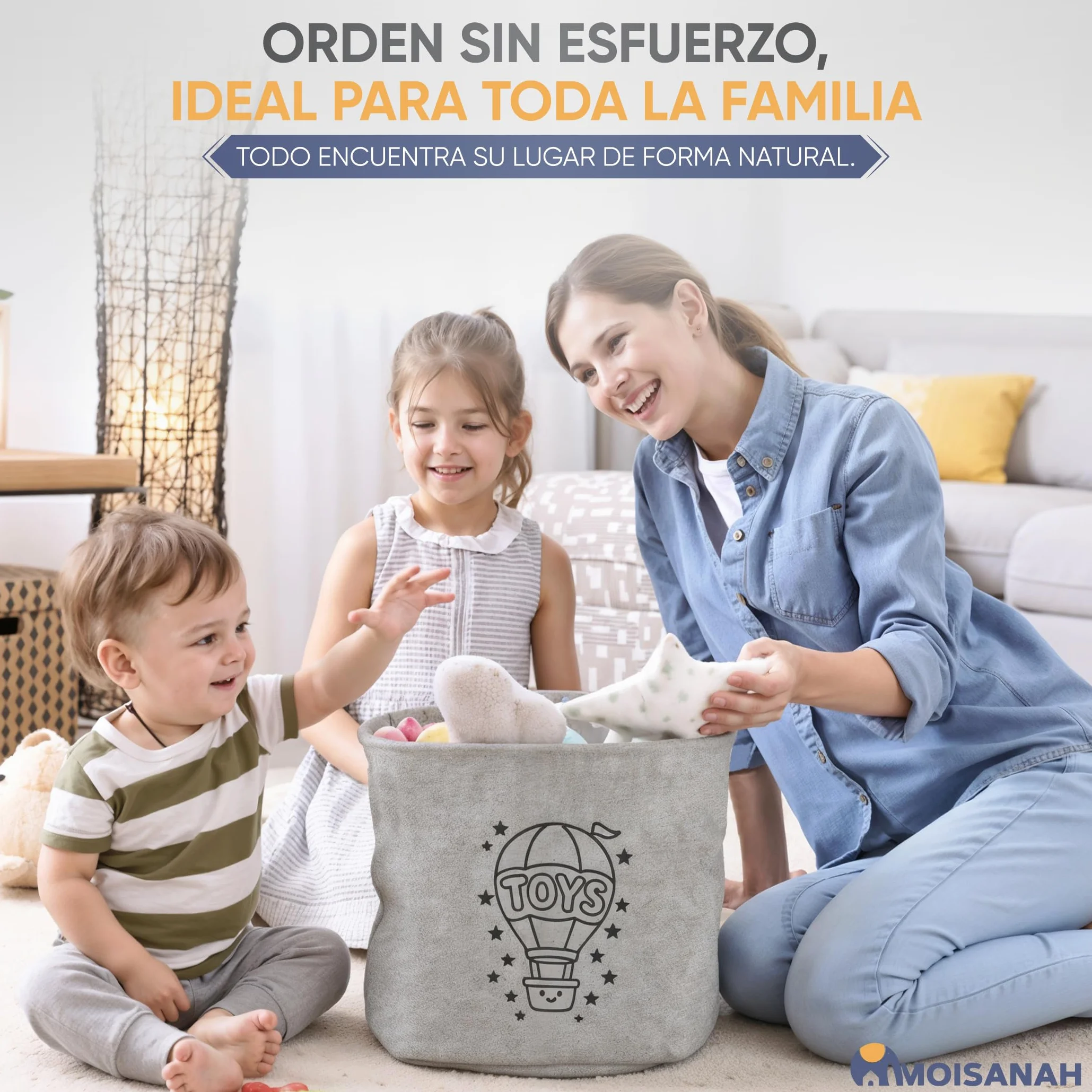 Cesto Ropa Sucia Plegable 2 en 1 – Cesta Ropa Sucia y Juguetes de Gran Capacidad – Organizador Infantil y Familiar para Dormitorio, Baño y Lavadero – Impermeable con Asas Reforzadas, Gris