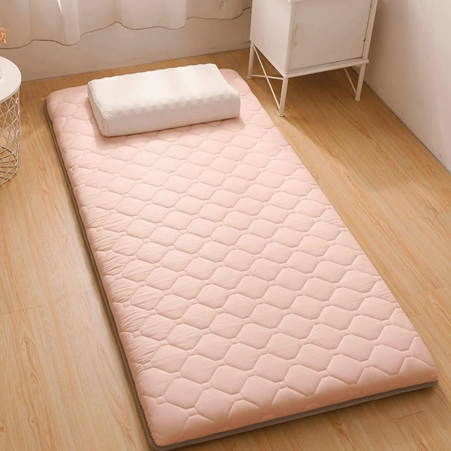 Colchón de futón japonés, Relleno de algodón Individual, Doble, Enrollable, Plegable, colchón portátil para Dormir para Suelo, Cama de Invitados,6,90 x 200 cm