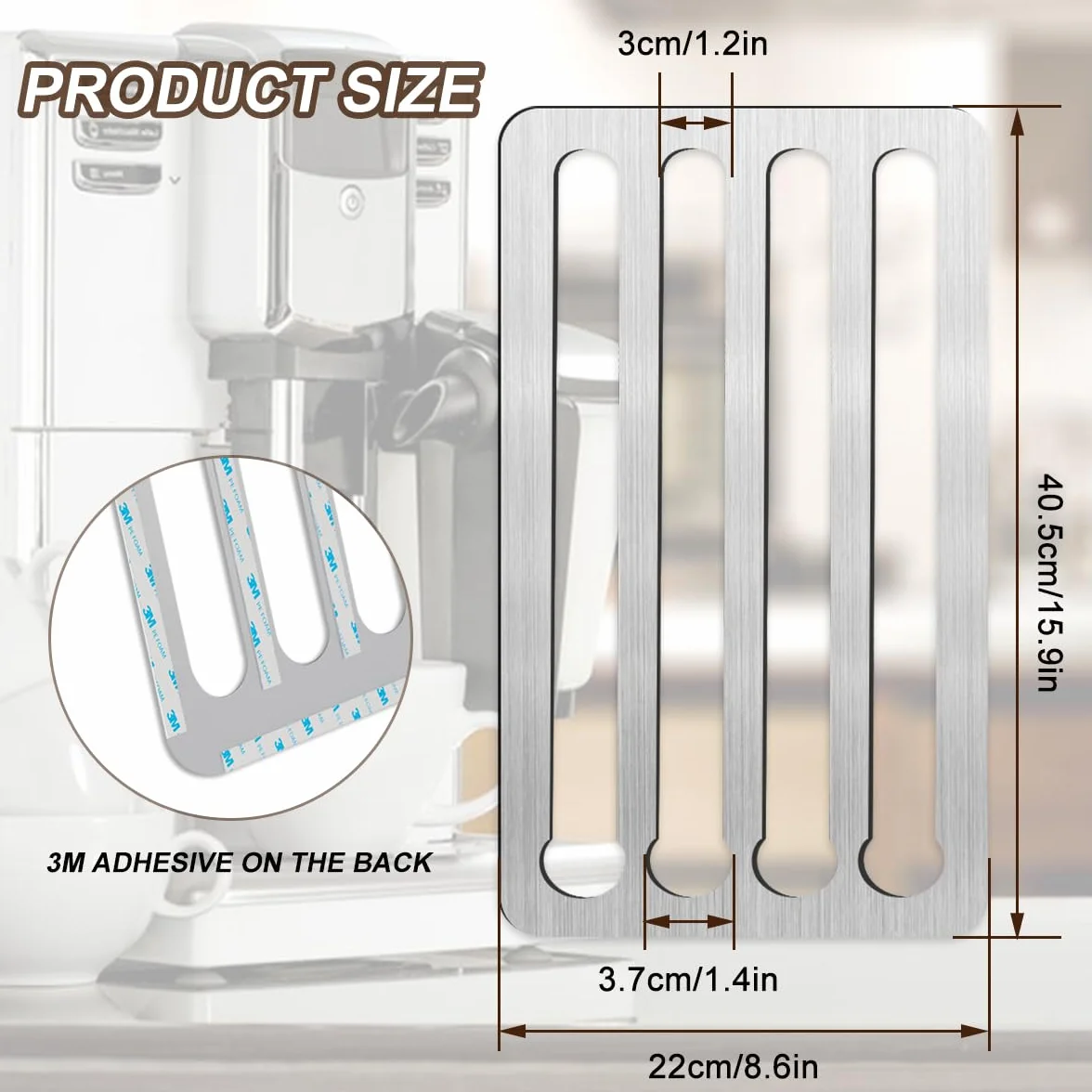 Porta Dispensador Guarda Capsulas para Nespresso,40,5x22cm Inoxidable Soporte Capsulas para Nespresso Vertuo,3M Cinta Adhesiva Soporte para Cápsulas de Café, para Almacenamiento de 40 Cápsulas Café